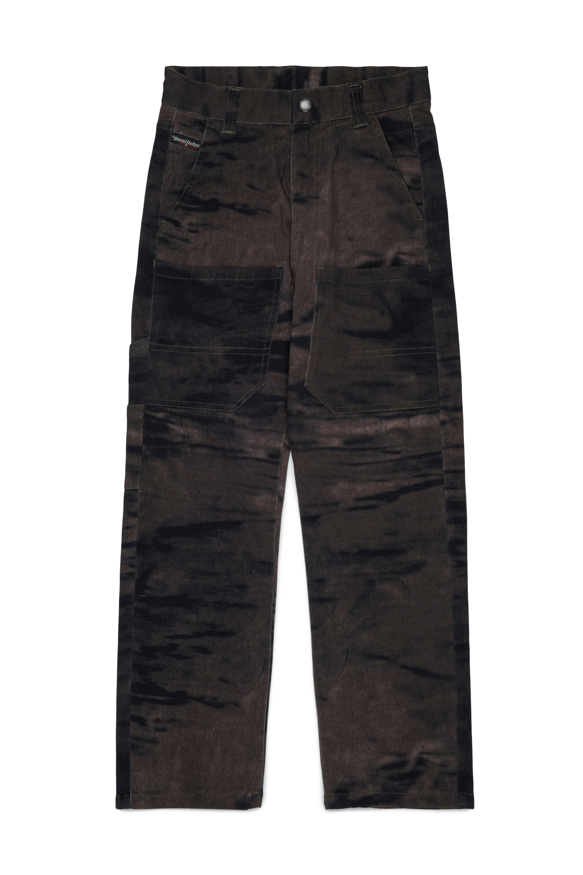 Diesel - PJAKE, Pantaloni in cotone stretch effetto striato Uomo in Verde - 1