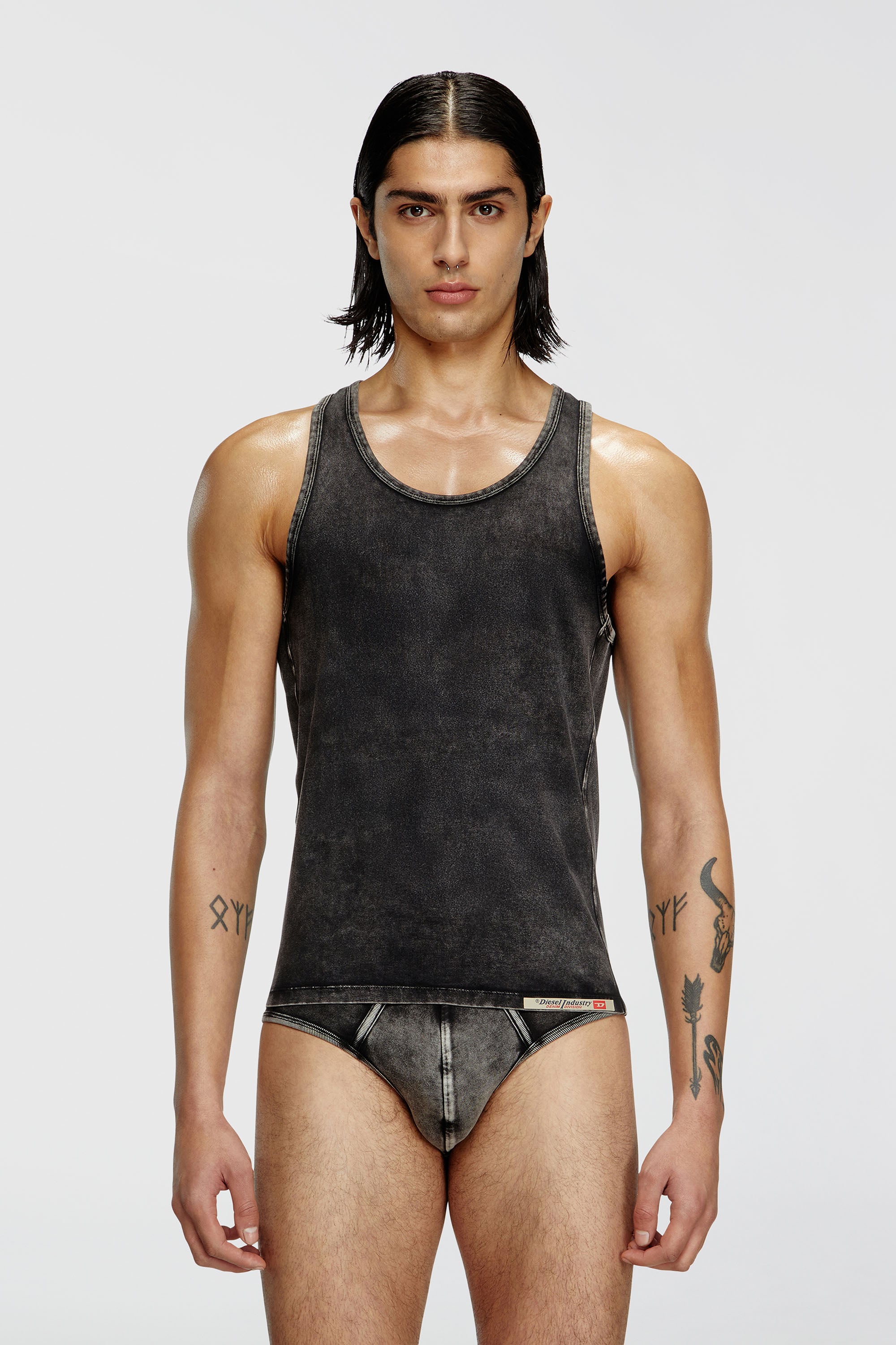 Diesel - WALTY-DNM, Herren Tanktop mit Denim-Effekt in Schwarz - 1