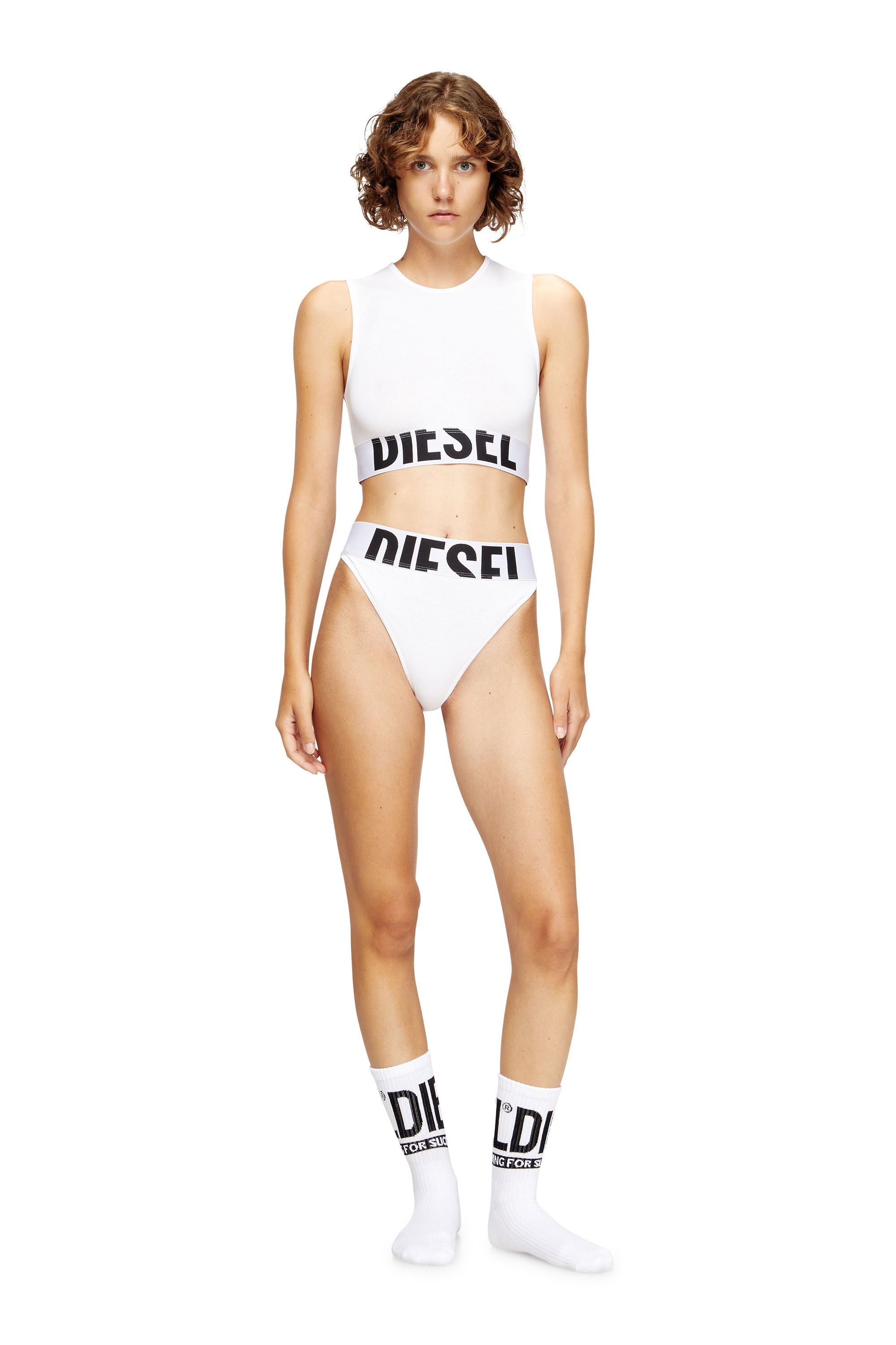 Diesel - ADA-D-POP, Damen Verkürztes Tanktop mit Cut-off-Logo in Weiß - 2