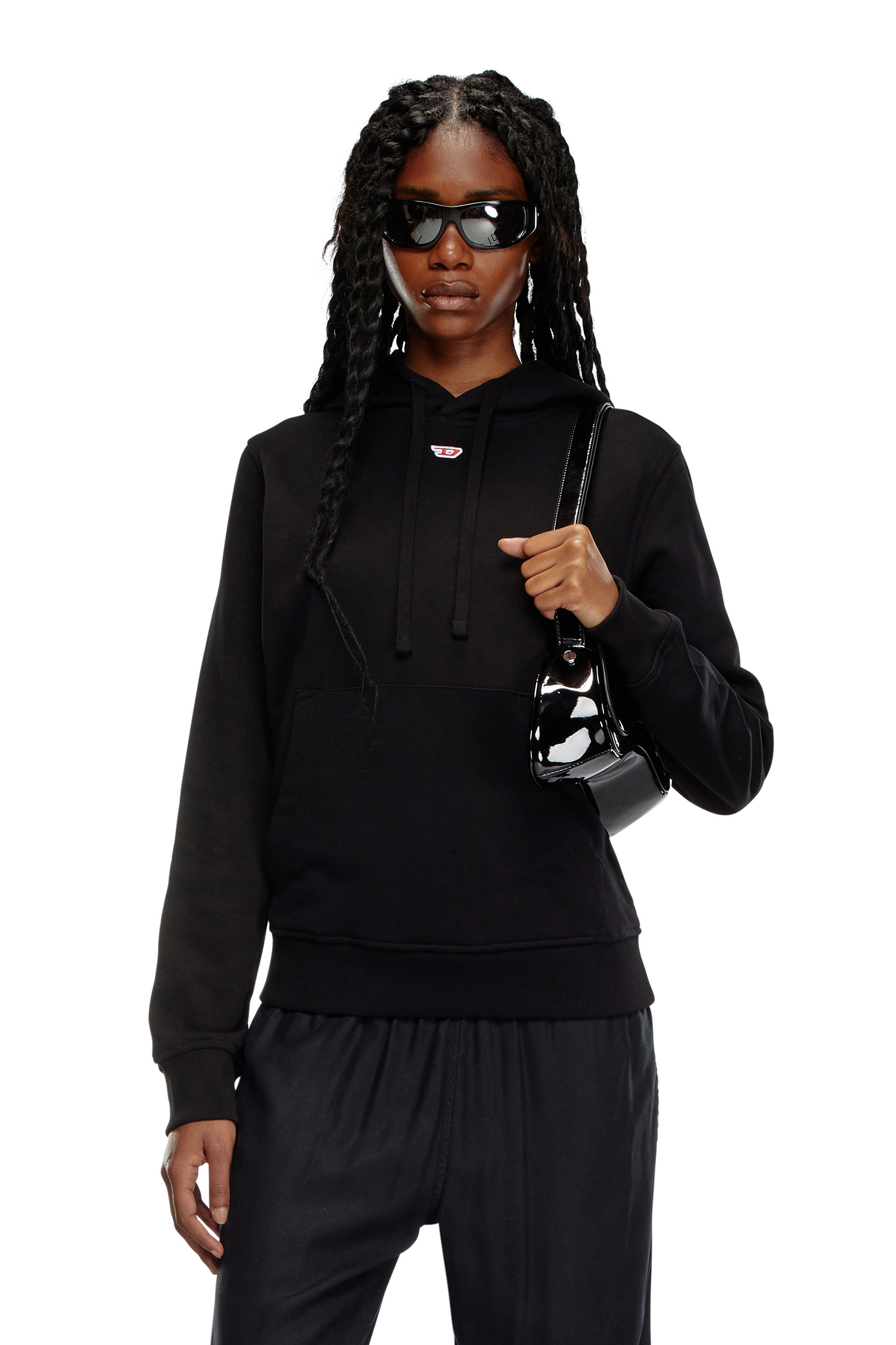 Diesel - S-GINN-HOOD-D, Femme Sweat-shirt à capuche avec empiècement D brodé in Noir - Image 1