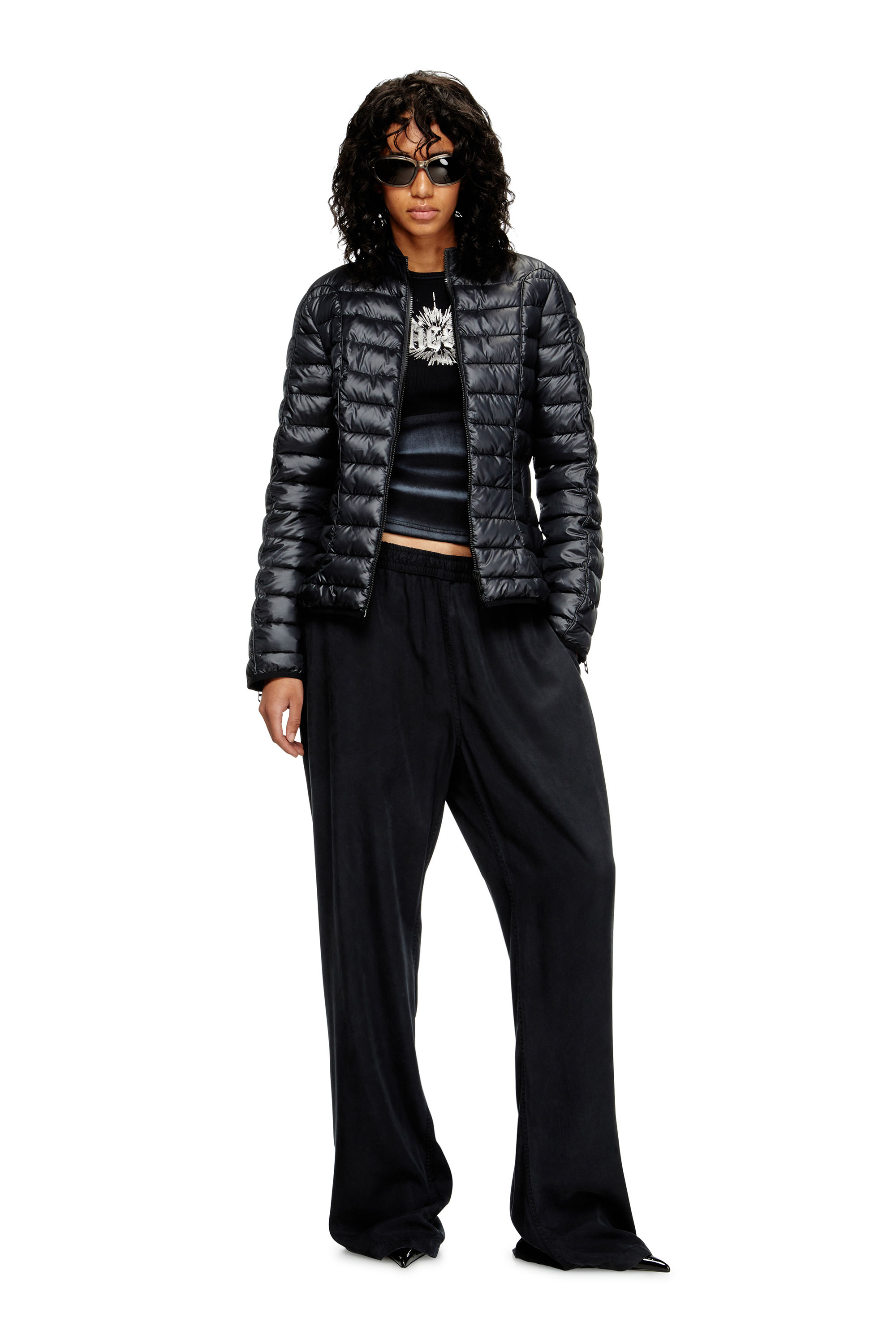 Diesel - W-PILOT-FEM, Woman's Puffer jacket with biker details in Black - 2