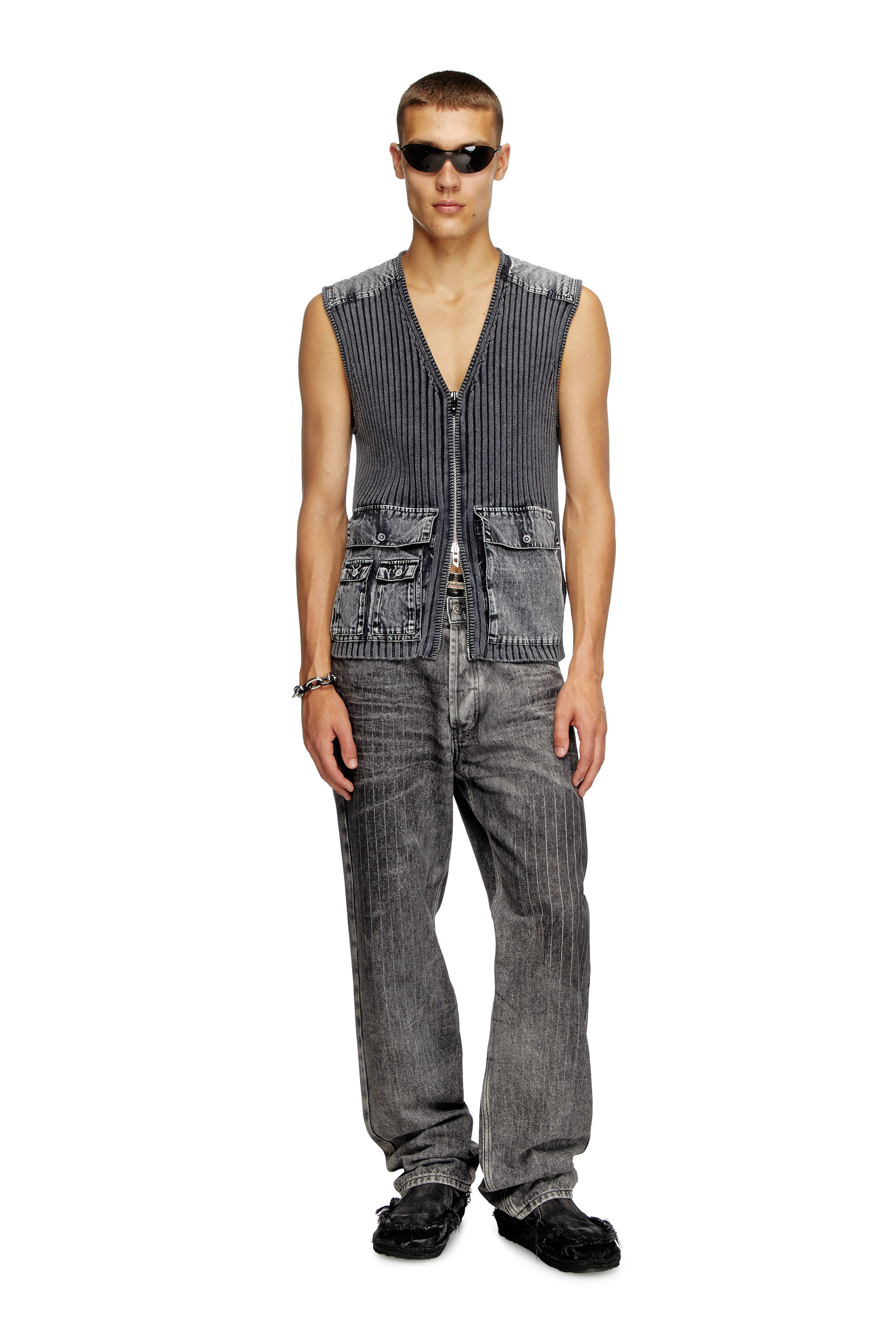 Diesel - K-MARGIE, Gilet utility con pannelli a contrasto Uomo in Grigio - 2