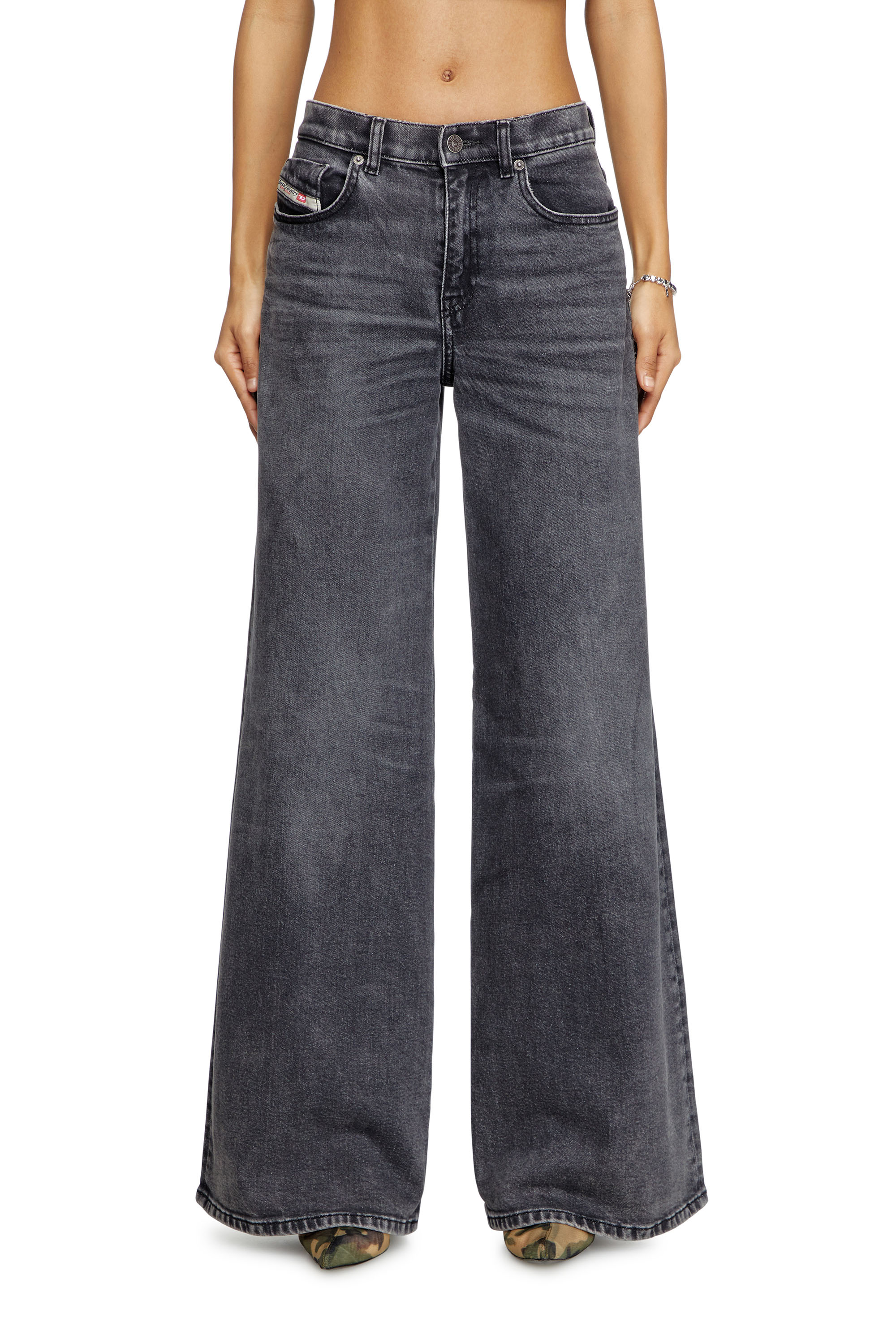 Diesel - Flare Jeans 1978 D-Akemi 0CLBG Donna, Nero/Grigio scuro - Image 1