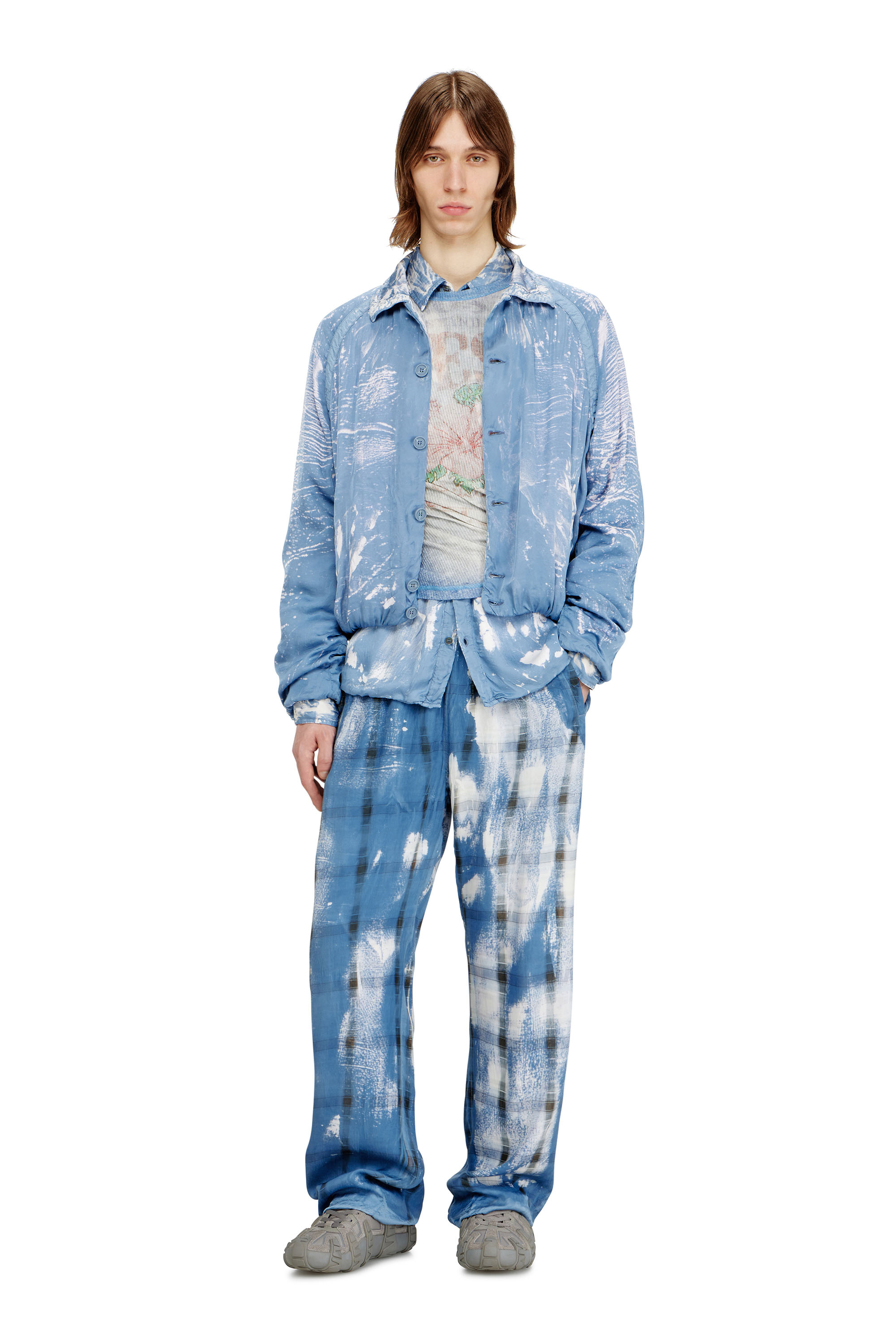 Diesel - P-OLLY, Pantaloni tuta a scacchi effetto X-Ray Uomo in Blu - 2