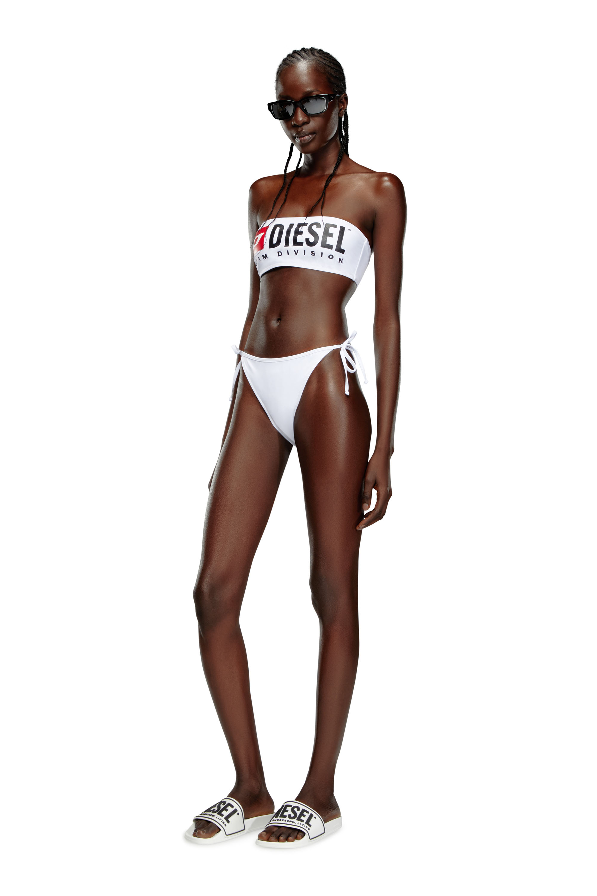 Diesel - BFPN-BRIGITTES, Bas de bikini avec maxi logo en nylon recyclé Femme in Blanc - 2