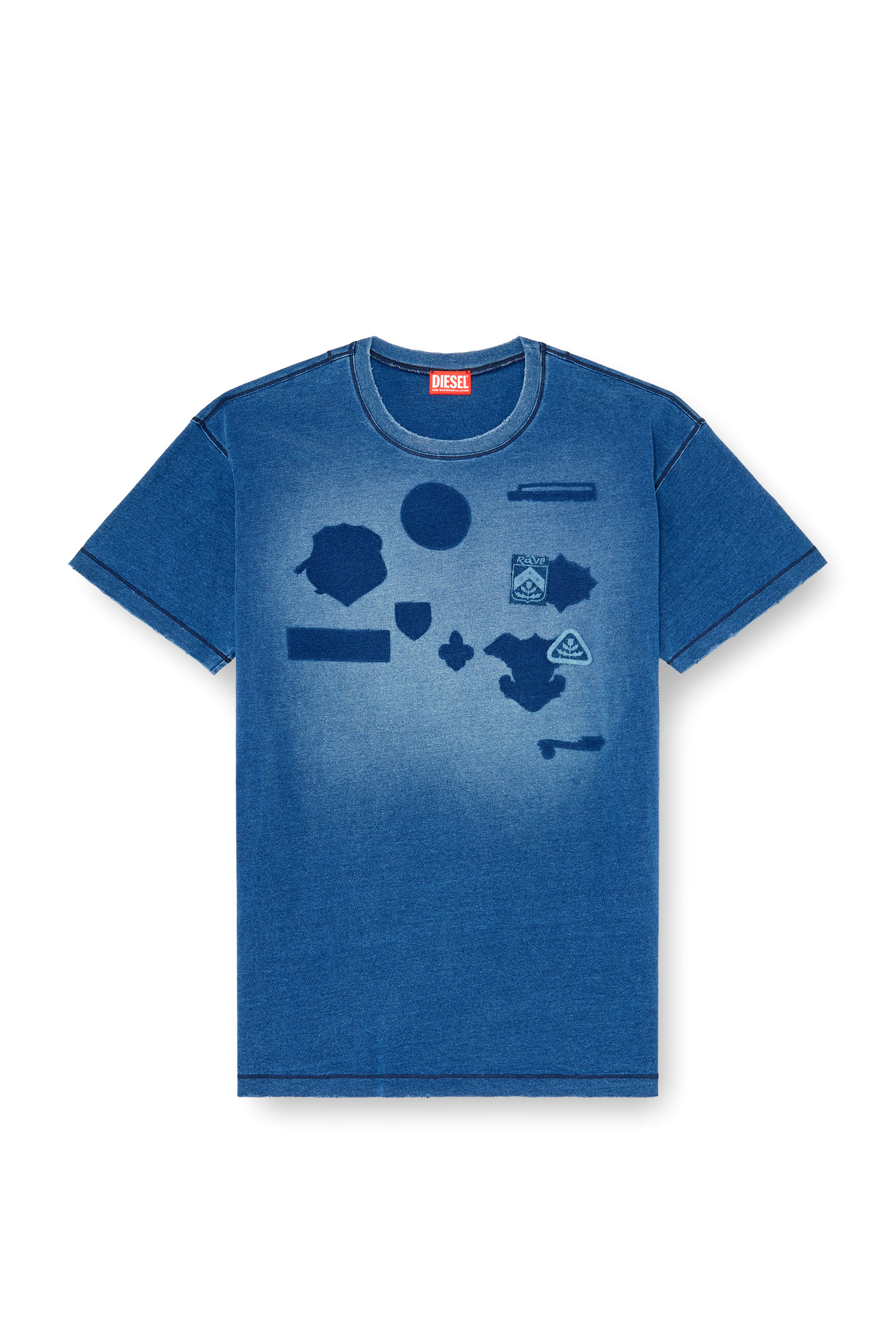Diesel - T-NOX, Herren T-shirt mit patches mit schatteneffekt in null - 3