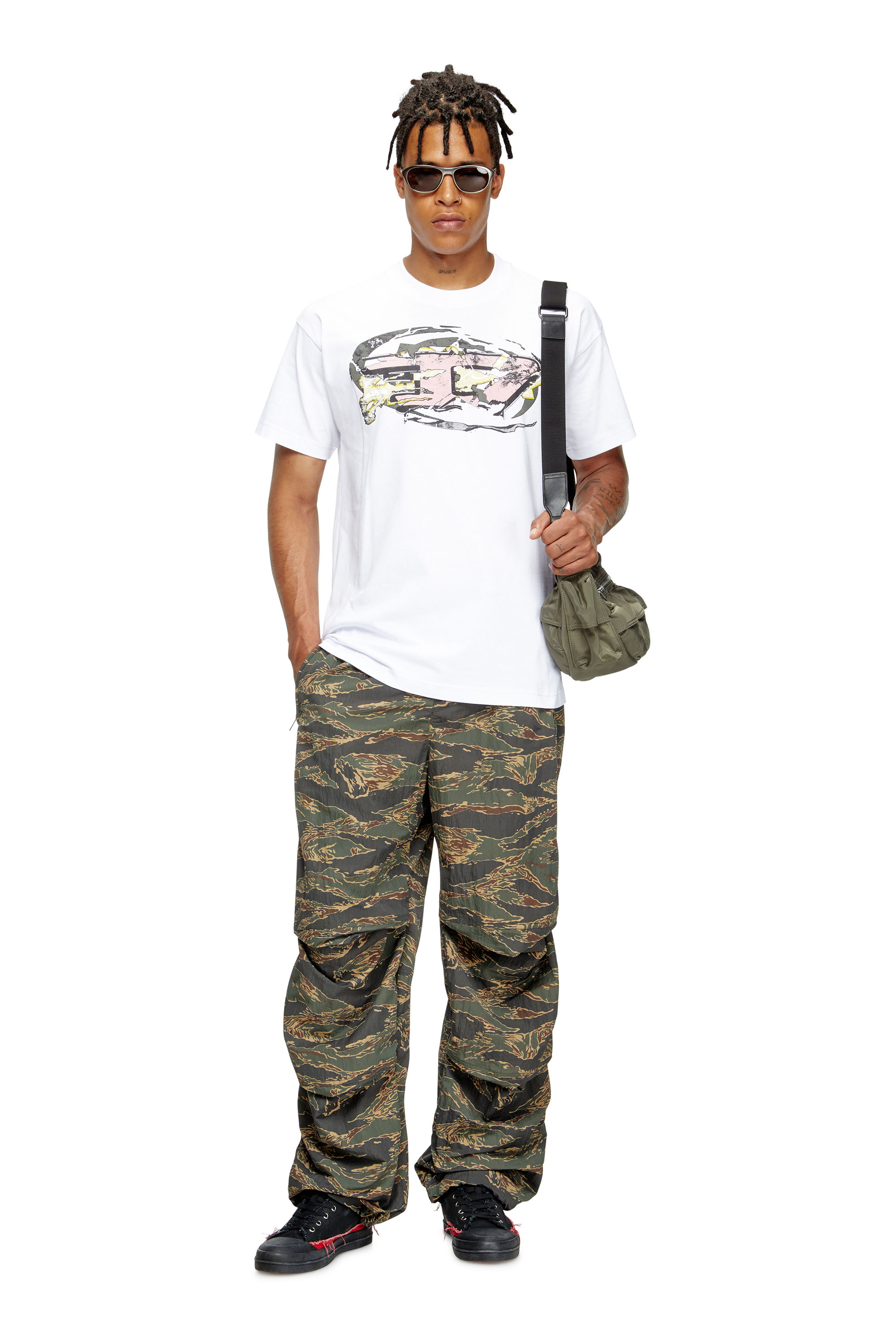 Diesel - T-NORM-T11, Herren T-Shirt mit Oval D-Logo in Weiß - 1