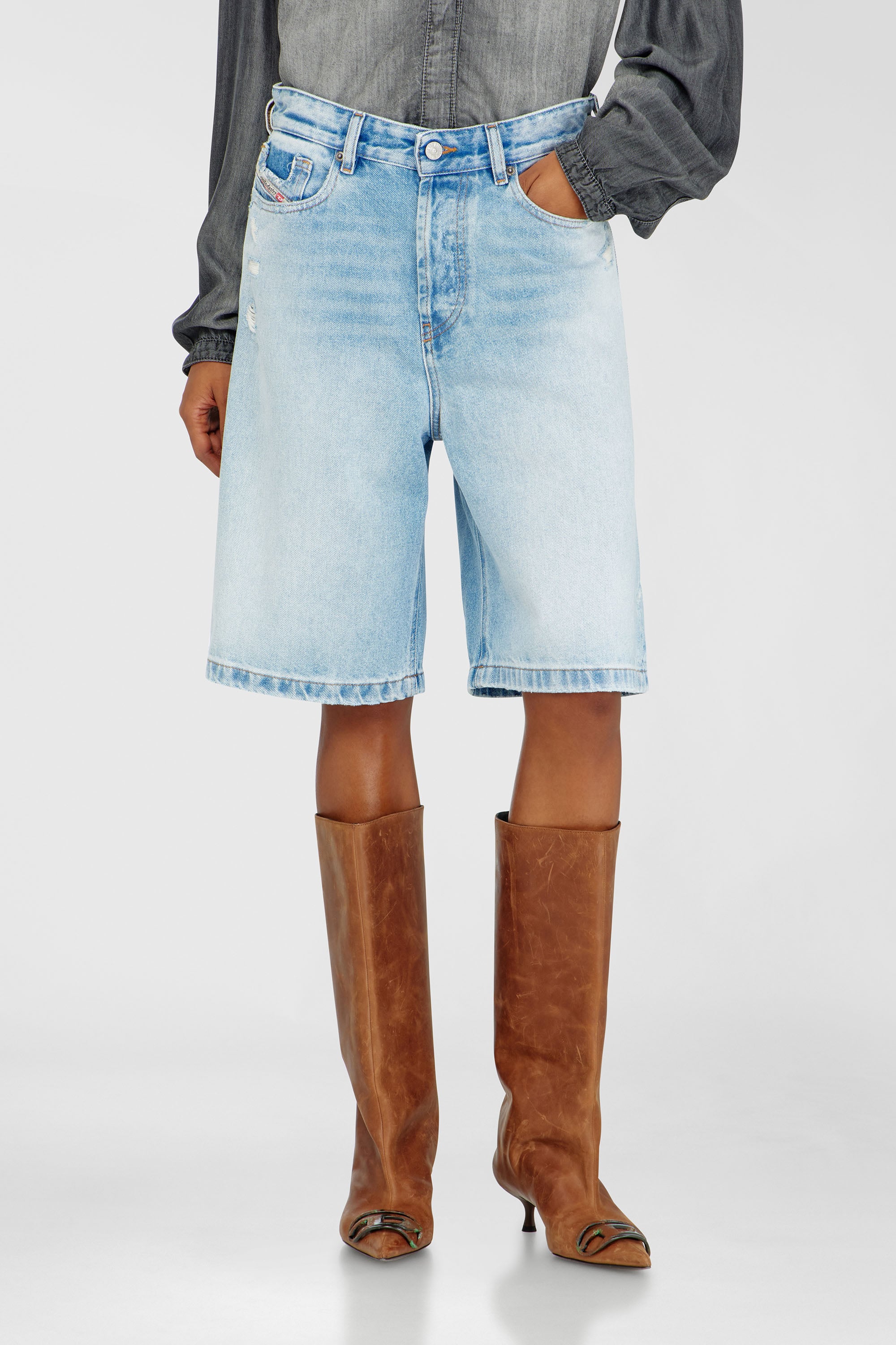 Diesel - DE-SIRE-SHORT, Shorts in denim distressed Donna in Blu - 1