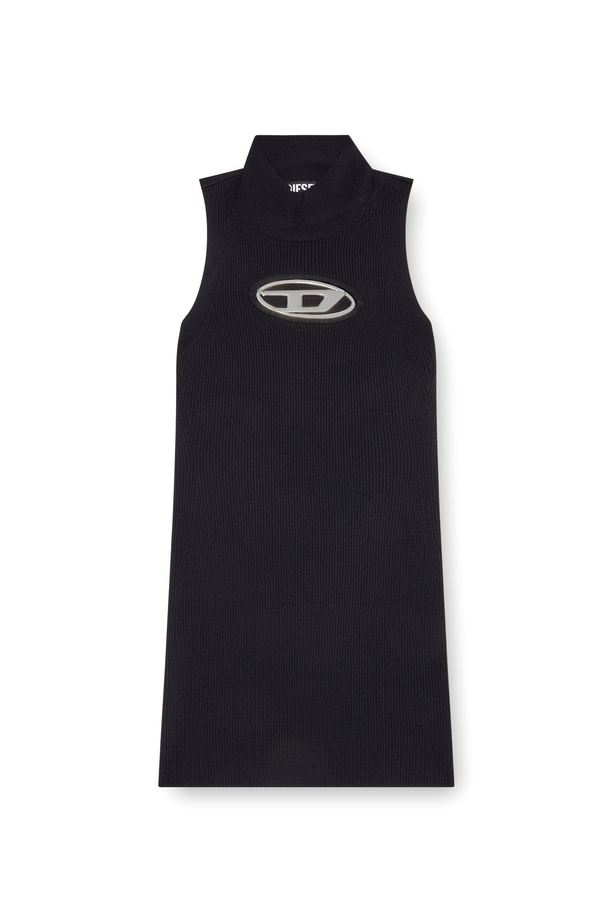 Diesel - M-ONERVA, Damen Cutout-Mini-Kleid mit Logo-Plakette in Bunt - Image 1