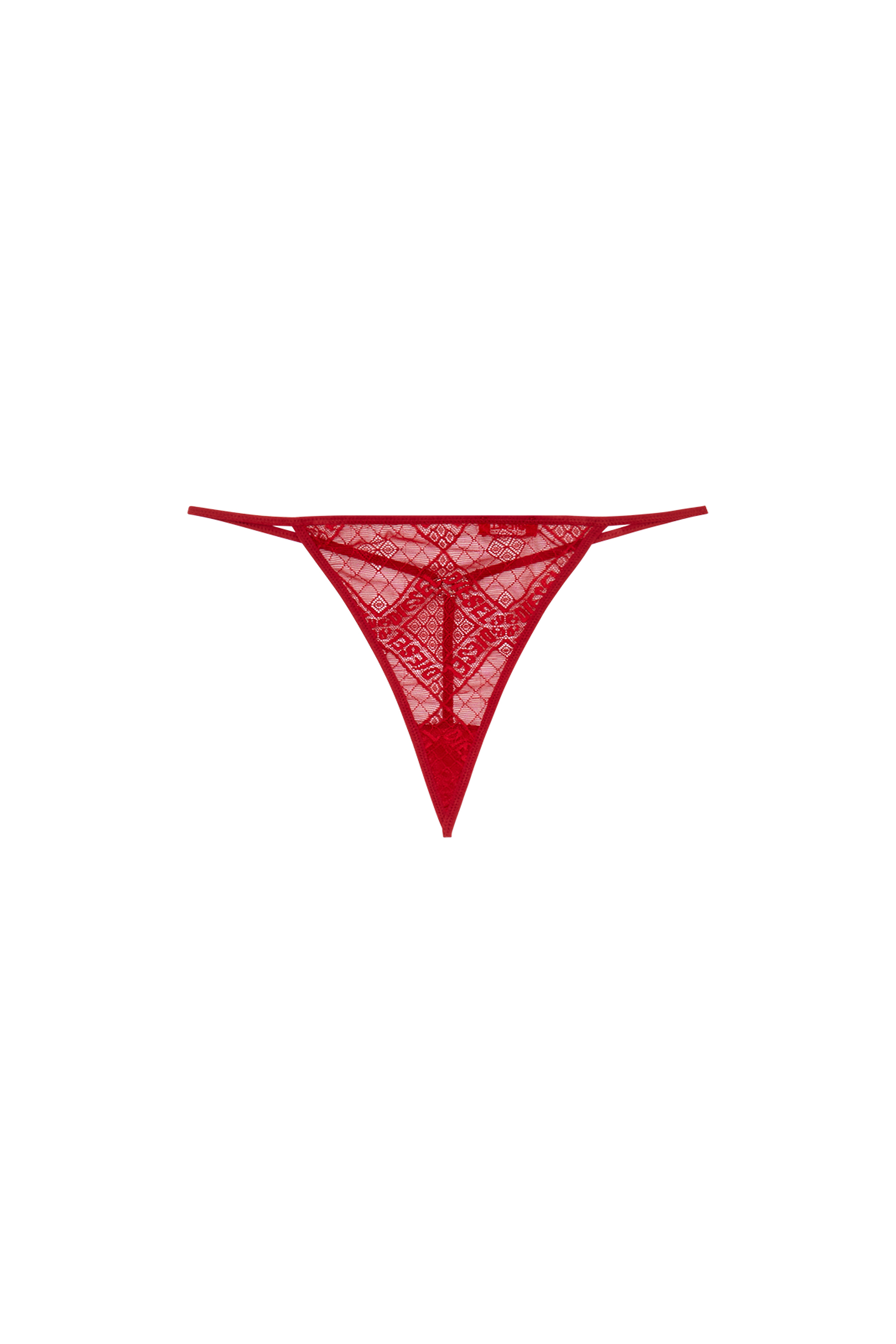 Diesel - UFST-D-STRING, Donna Perizoma in pizzo stretch con logo in Rosso - Image 4