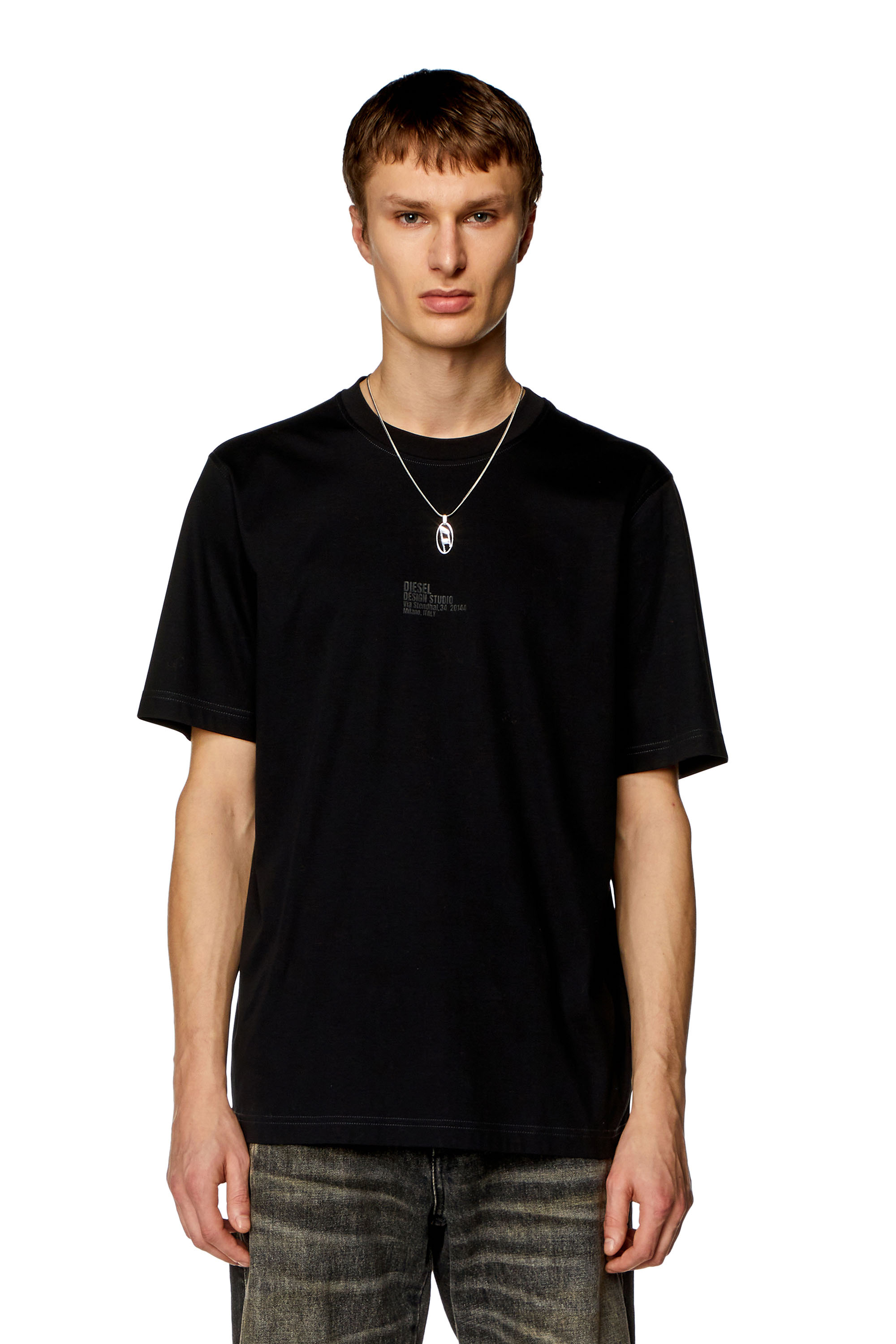 Diesel - T-MUST-SLITS-N2, Man T-shirt with Diesel Studio print in Black - Image 1
