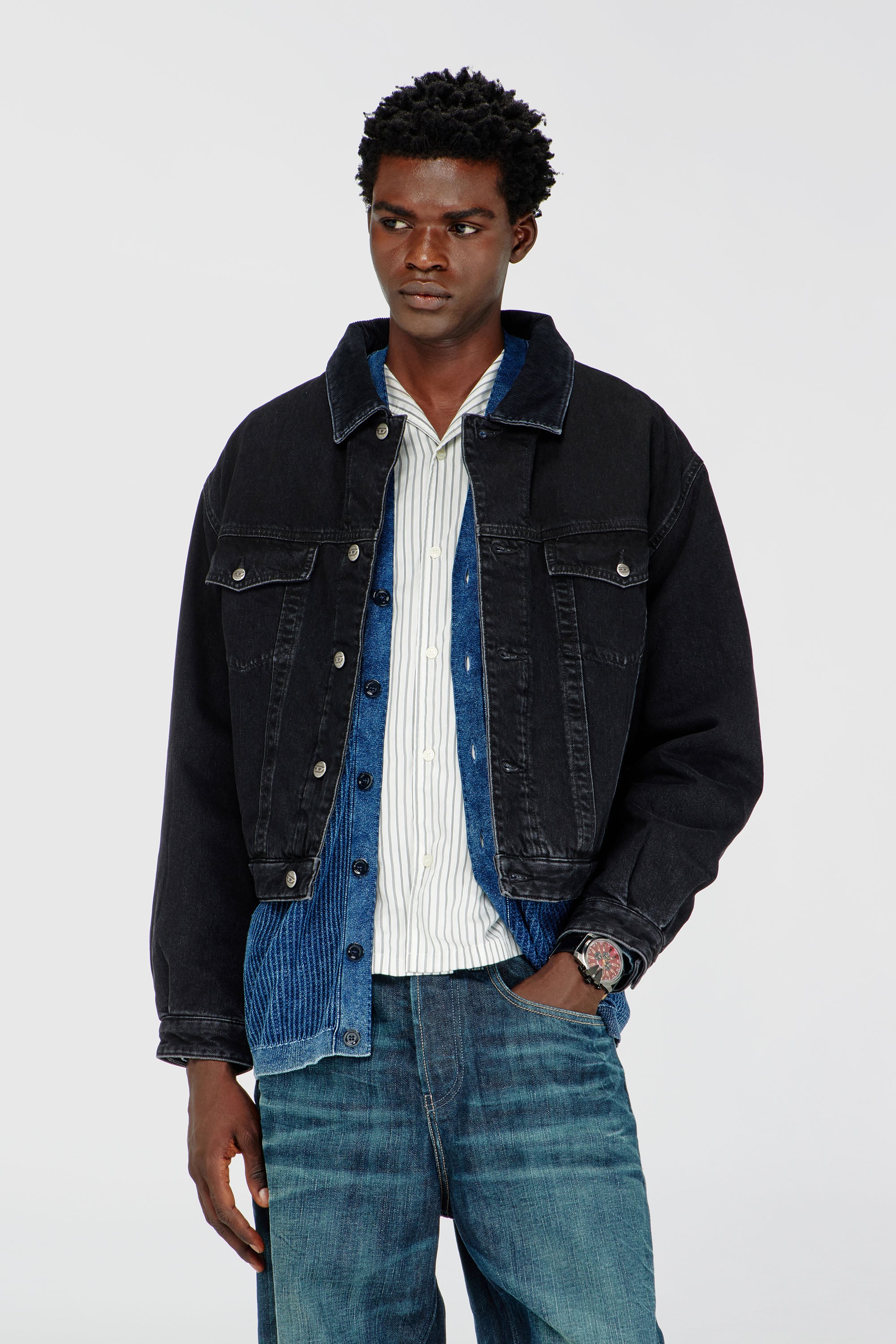 Diesel - D-RANGER-T, Unisex Gesteppte Truckerjacke aus Denim in Schwarz - 3
