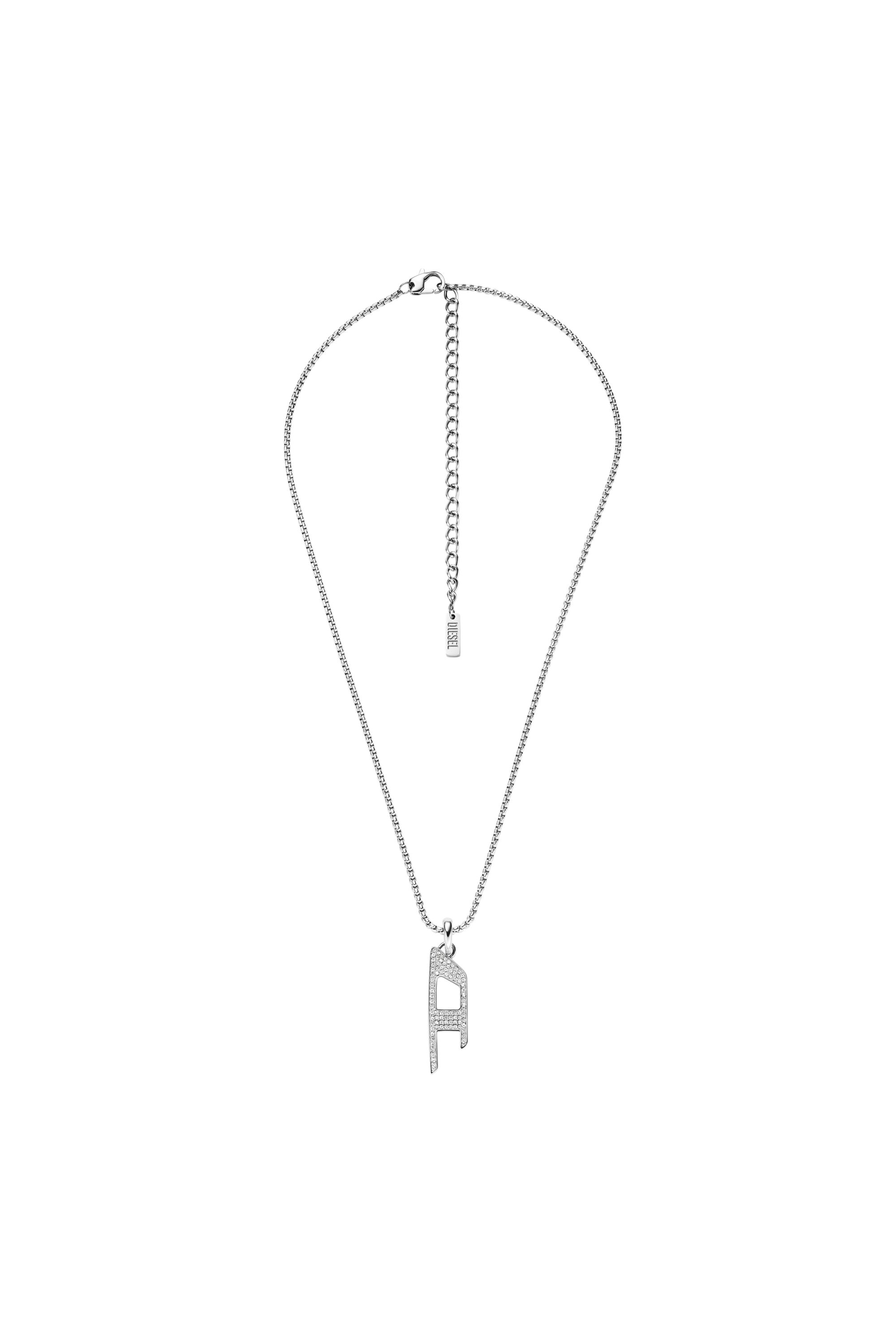 Diesel - DX1624040 JEWELLERY, Collier avec pendentif scintillant en acier inoxydable Mixte in Gris argenté - 1