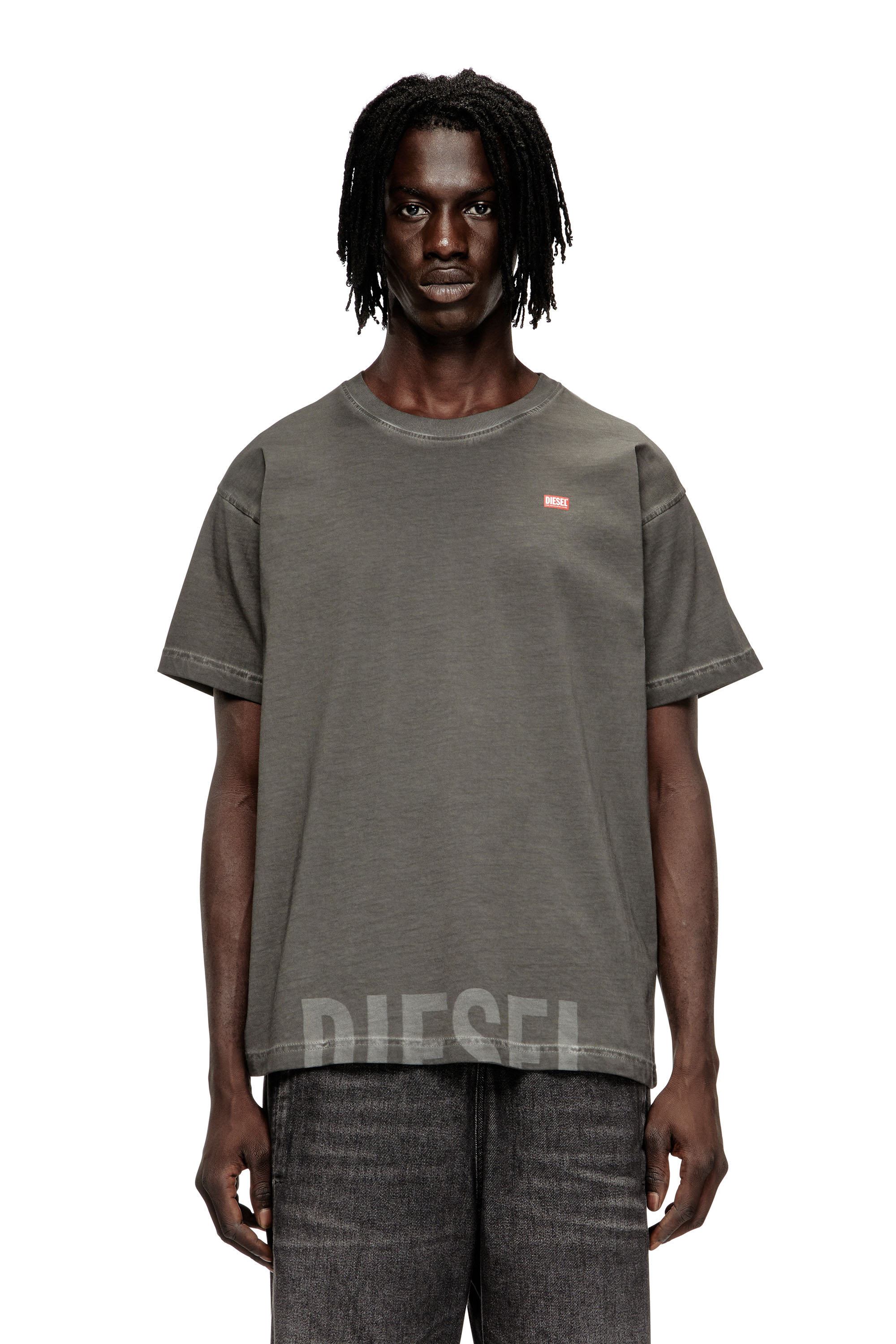 Diesel - T-NORM-T7, T-shirt en coton à col rond avec imprimé Homme in Gris - 1