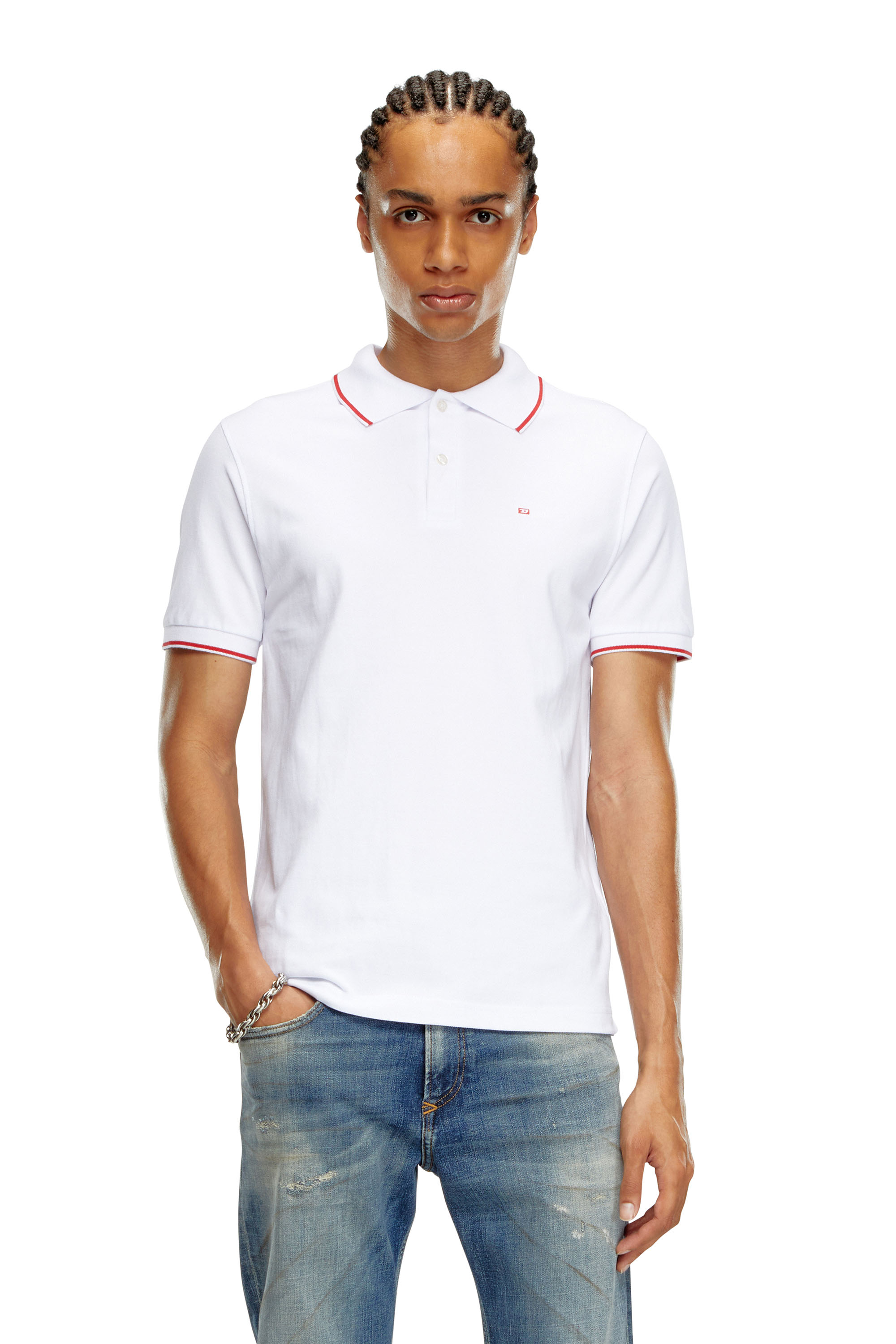 Diesel - T-FERRY-MICRODIV, Homme Polo avec micro broderie Diesel in Blanc - Image 1