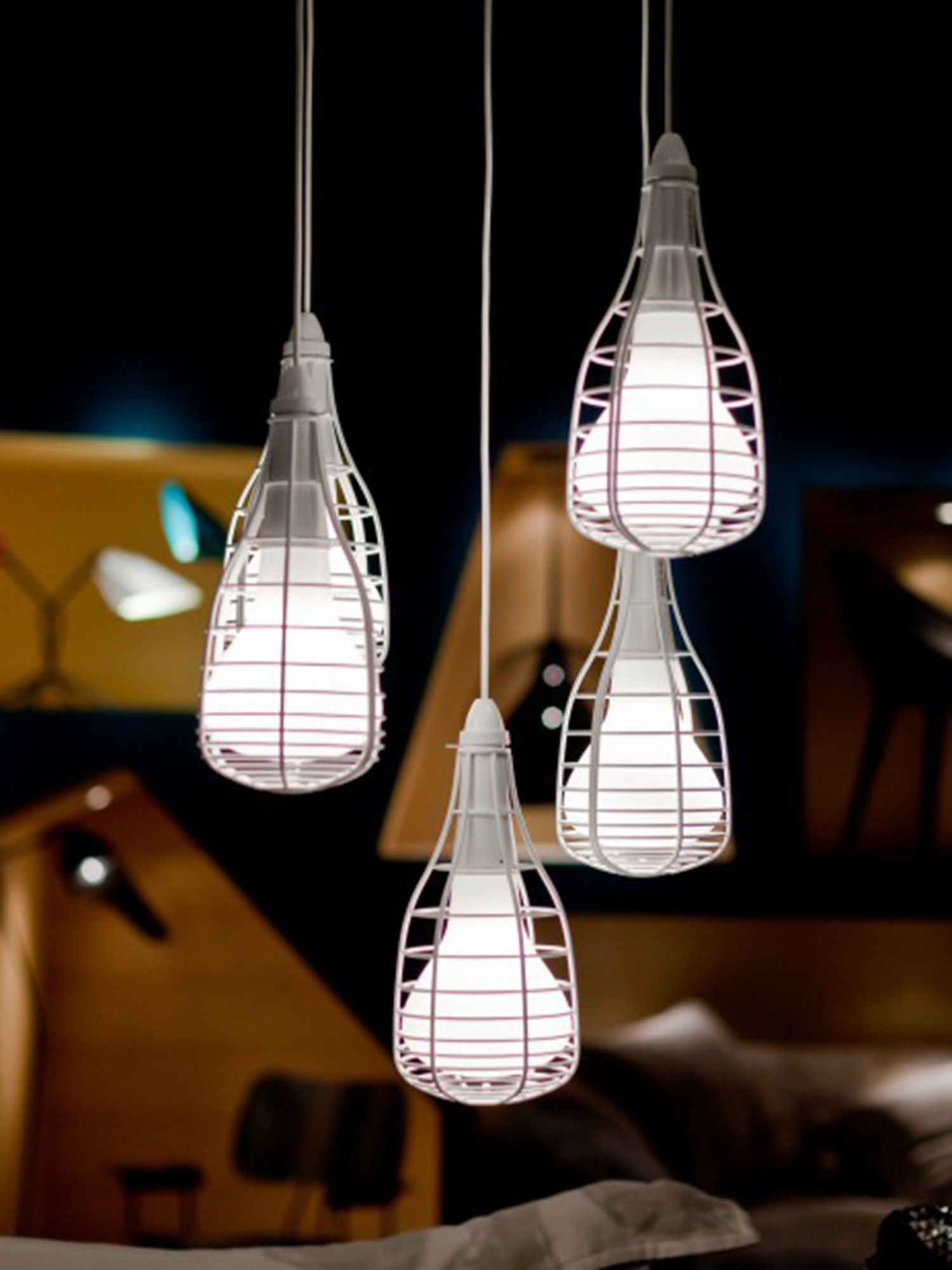 Diesel - CAGE SOSPENSIONE MIC, Lampada bianca con gabbia decorativa Unisex in Bianco - 3