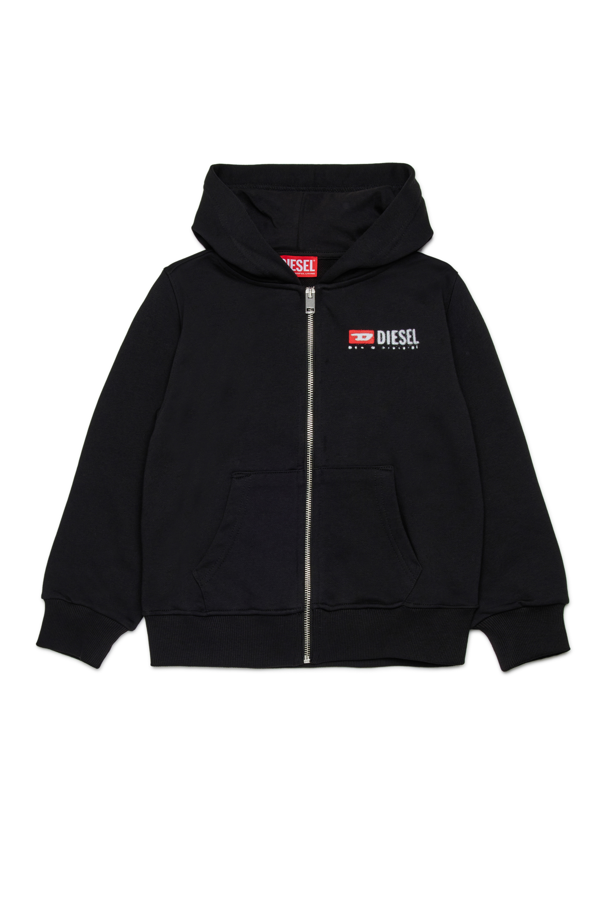 Diesel - SDROPSHOODZ OVER, Hoodie in cotone con zip Uomo in Nero - 1