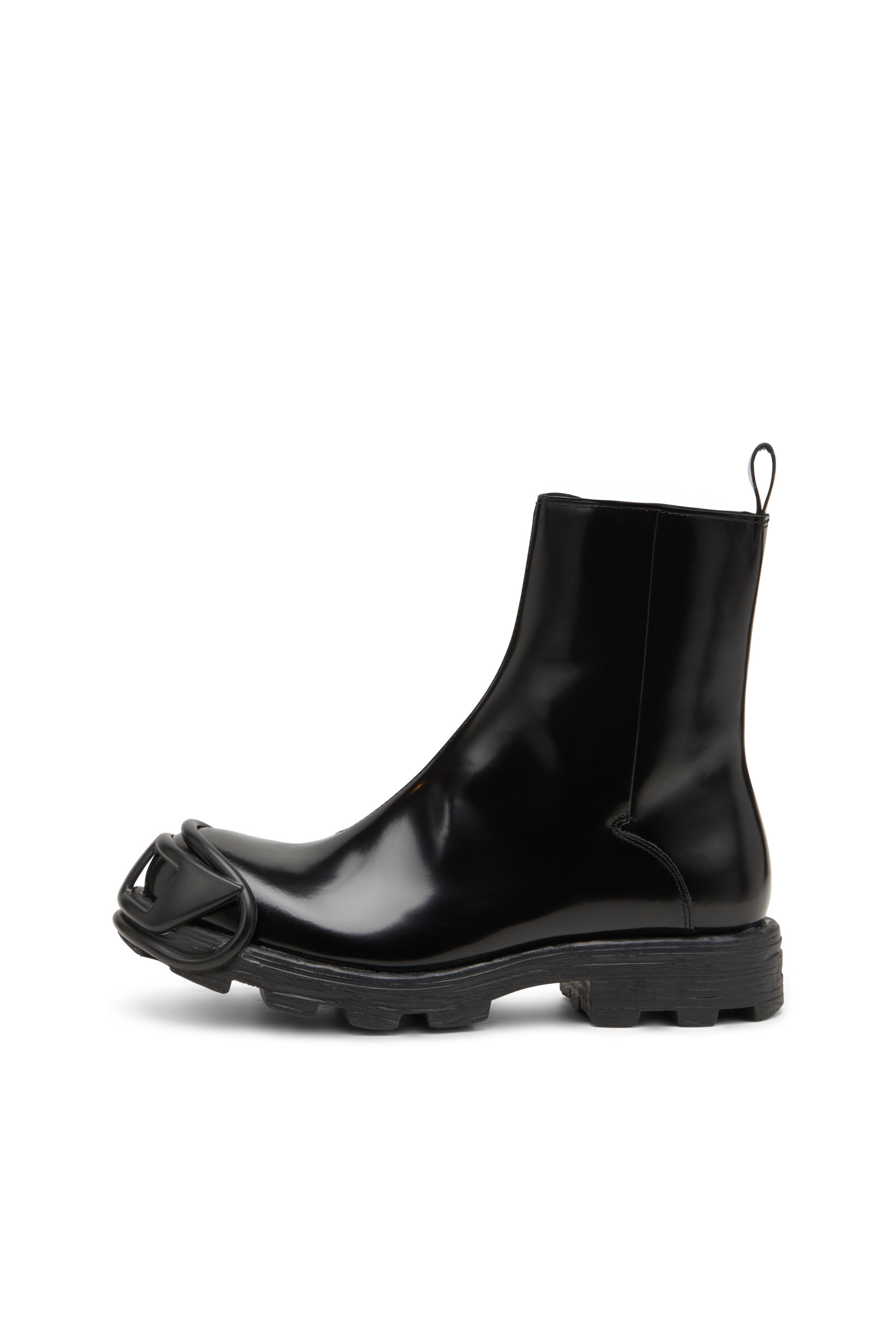 Diesel - D-HAMMER BT ZIP D, D-Hammer-Bottines Chelsea en cuir avec embout Oval D Homme in Noir - 8