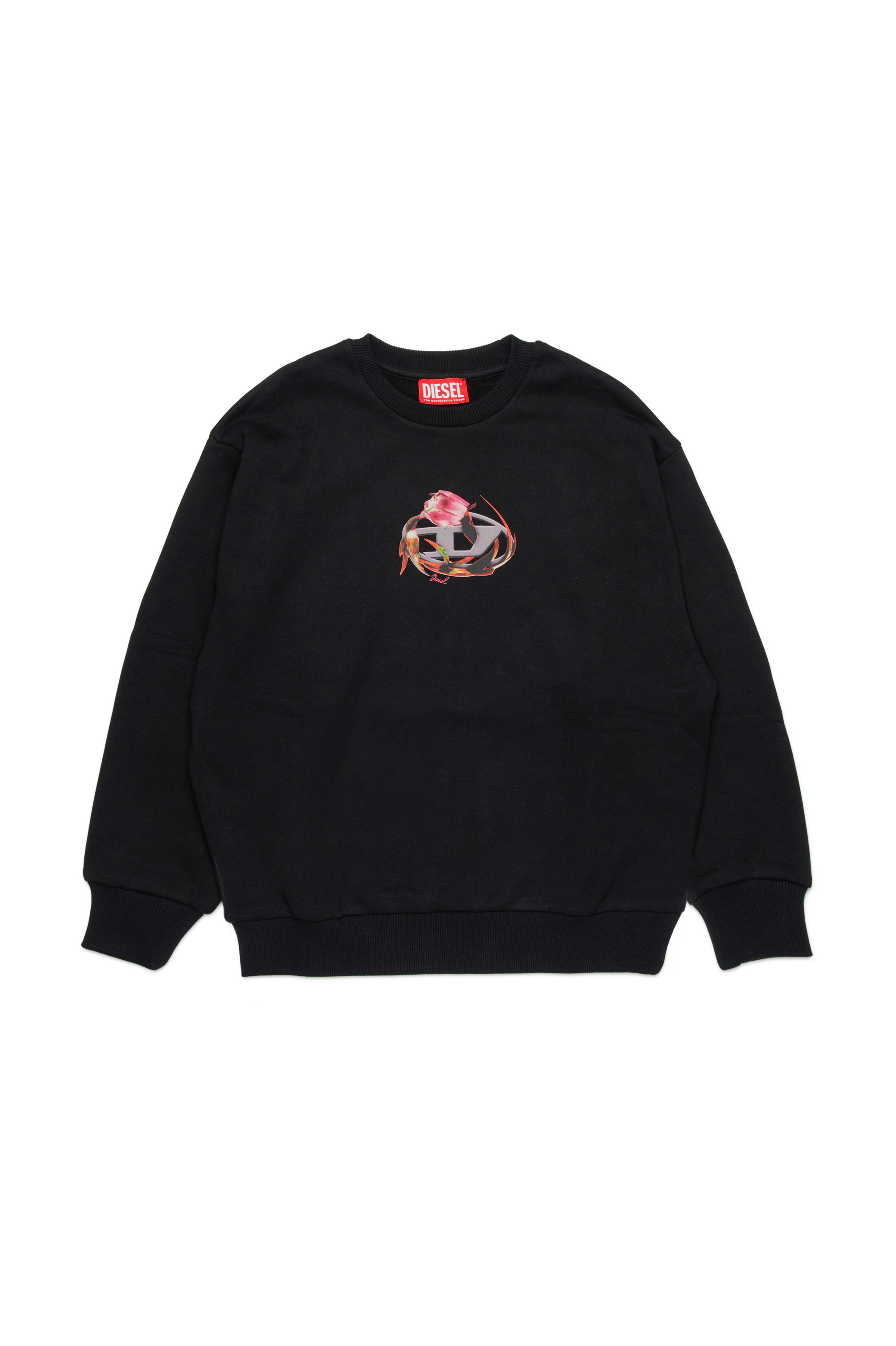 Diesel - SERUFFIX, Woman Sweatshirt with floral Oval D logo in Black - Image 1