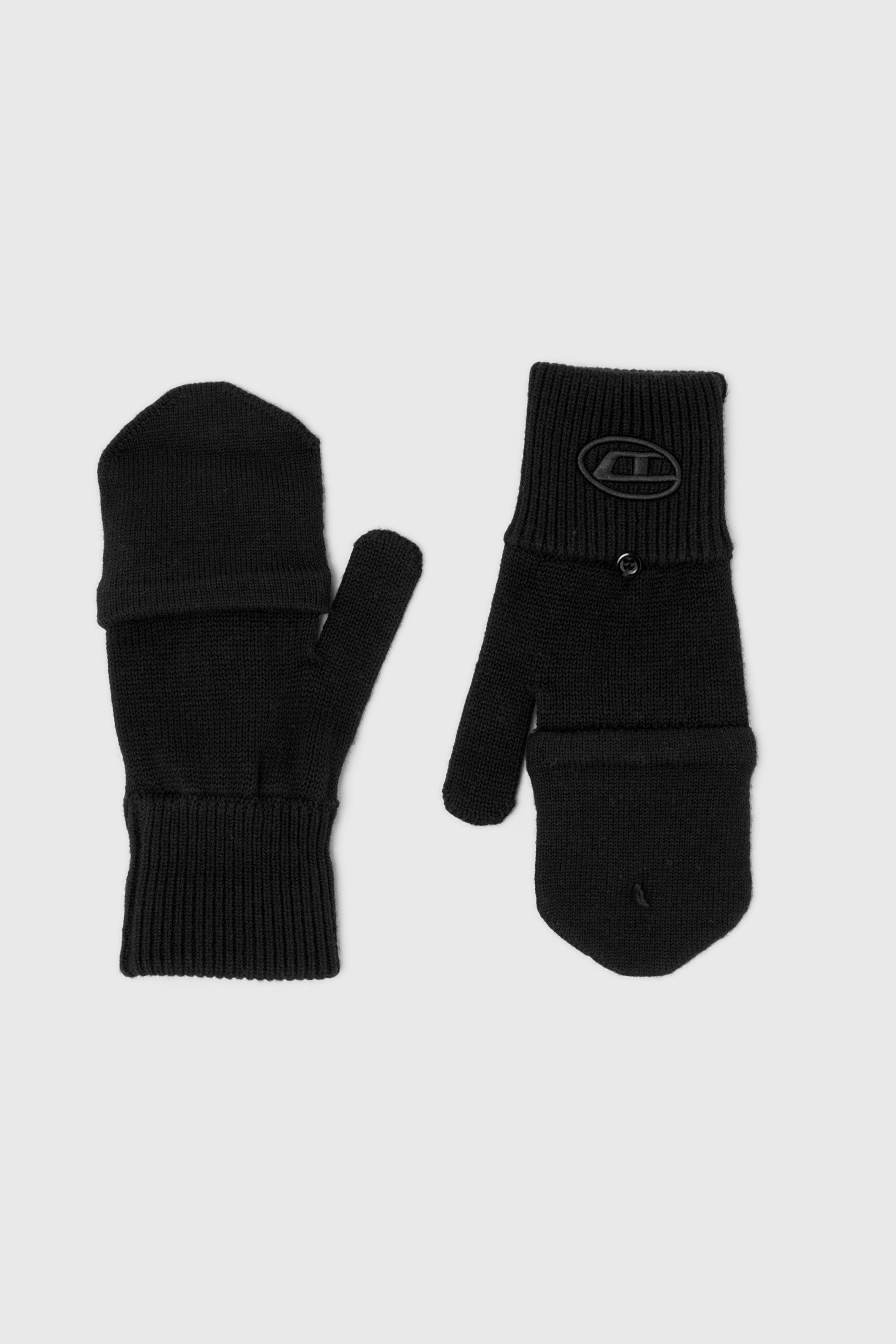Diesel - K-CODY-B, Gants en m&eacute;lange de laine avec logo Oval D Mixte in Noir - 1