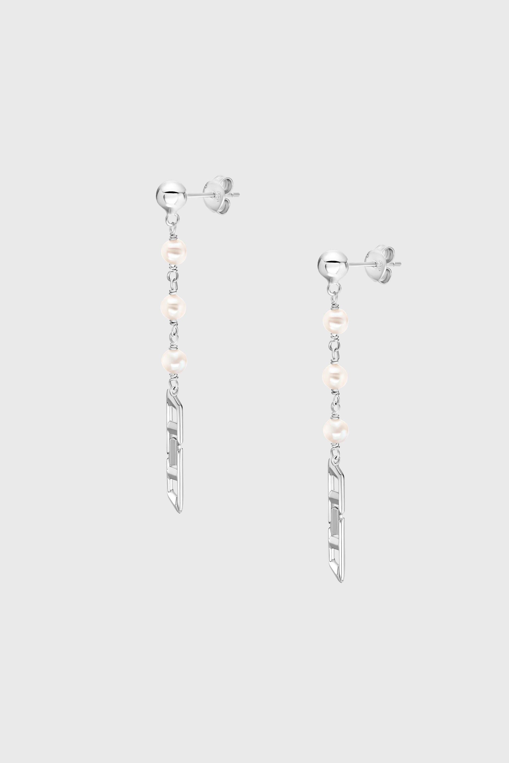 Diesel - DL1371040, Orecchini pendenti in argento sterling e perle Unisex in Argento - 1