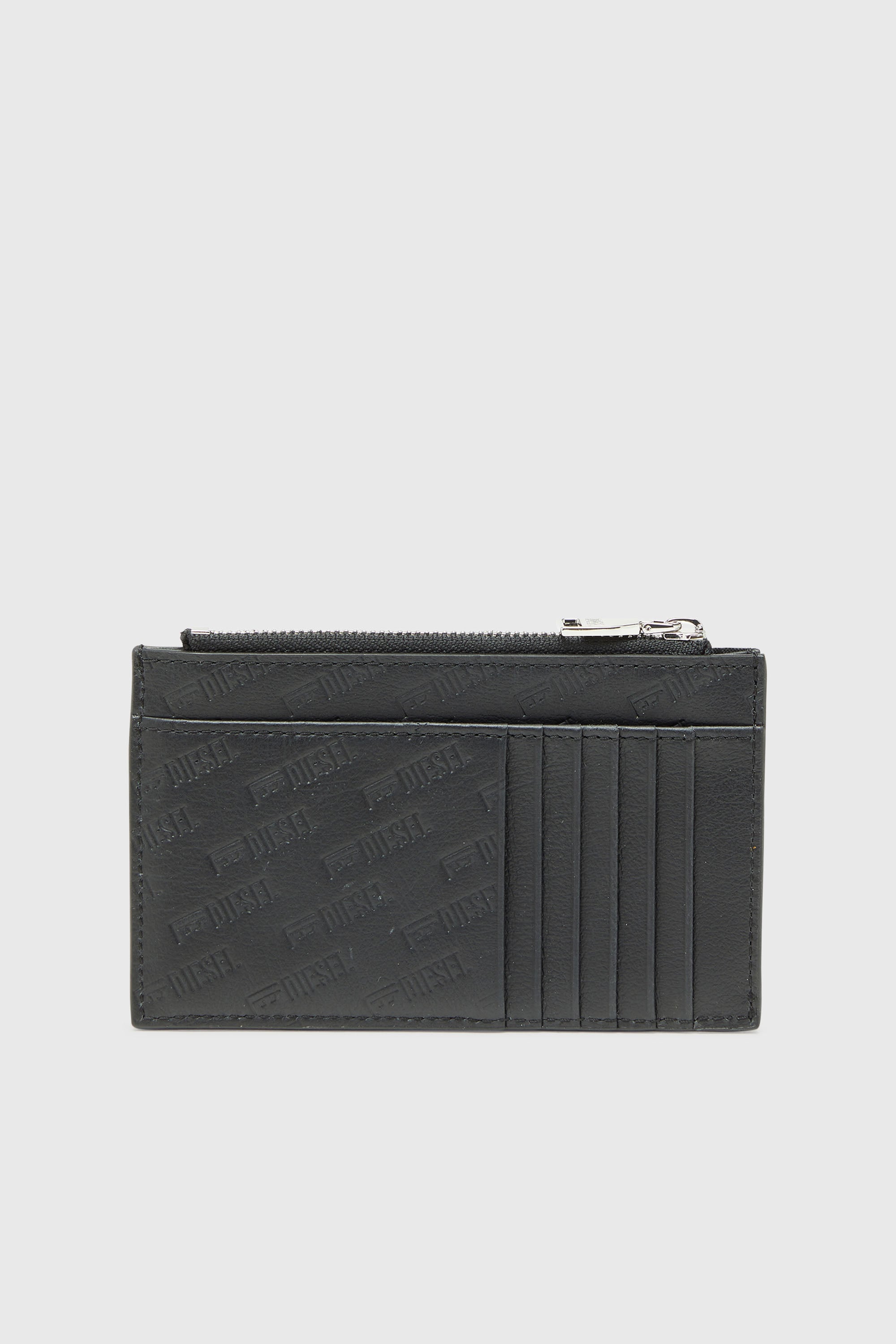 Diesel - MONOGRAM CARD CASE VI, Porte-cartes en cuir emboss&eacute; avec poche zipp&eacute;e Homme in Noir - 2