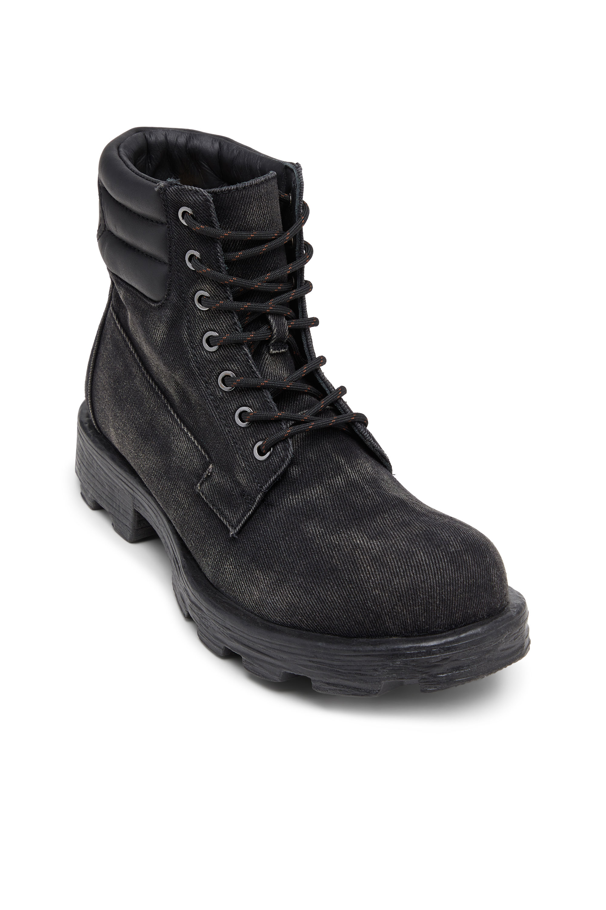 Diesel - D-HAMMER LACE UP, D-Hammer-Anfibi in denim e pelle Uomo in Nero - 6