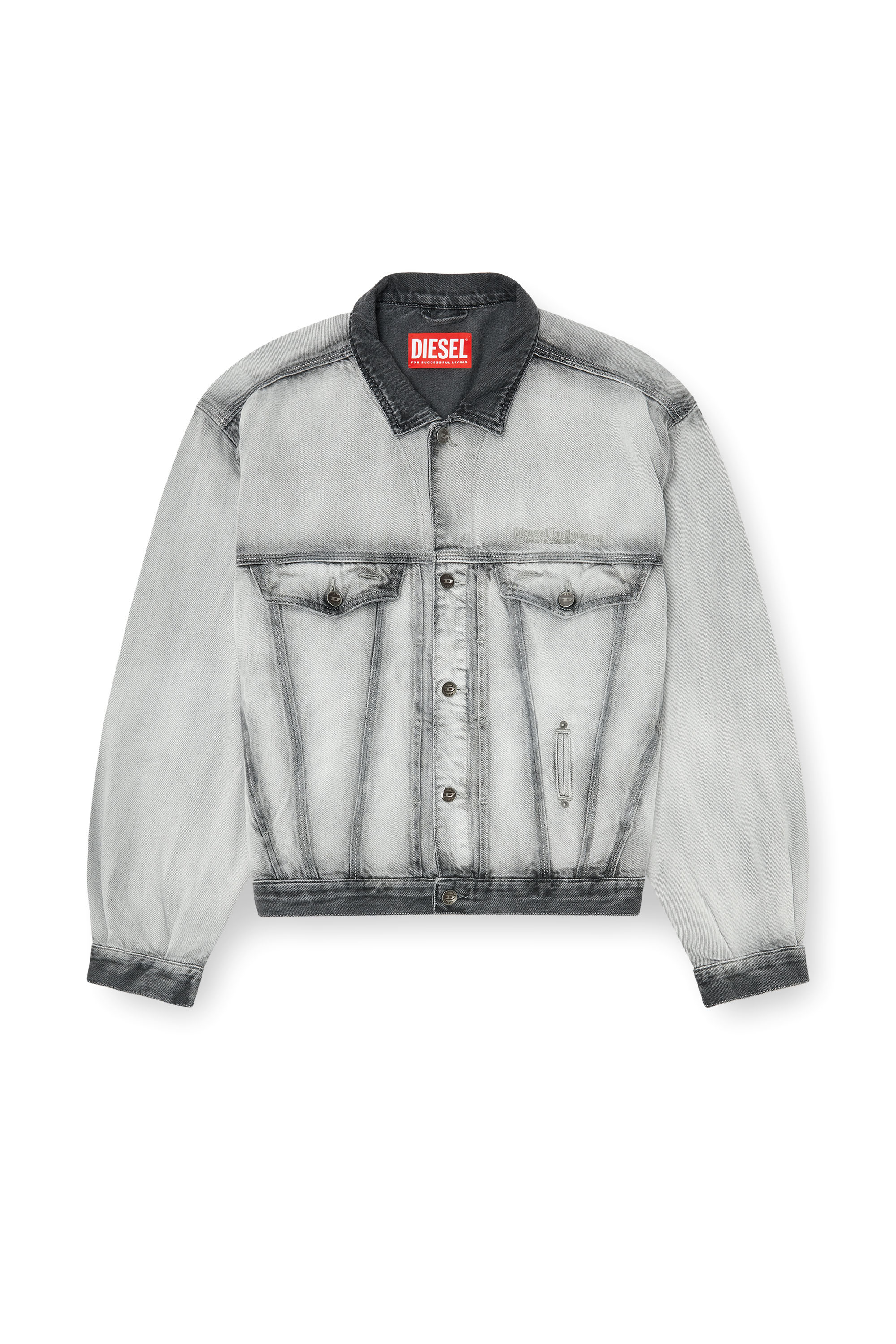 Diesel - D-DENVER-FSI, Veste trucker en denim soft skeleton Mixte in Gris - 3