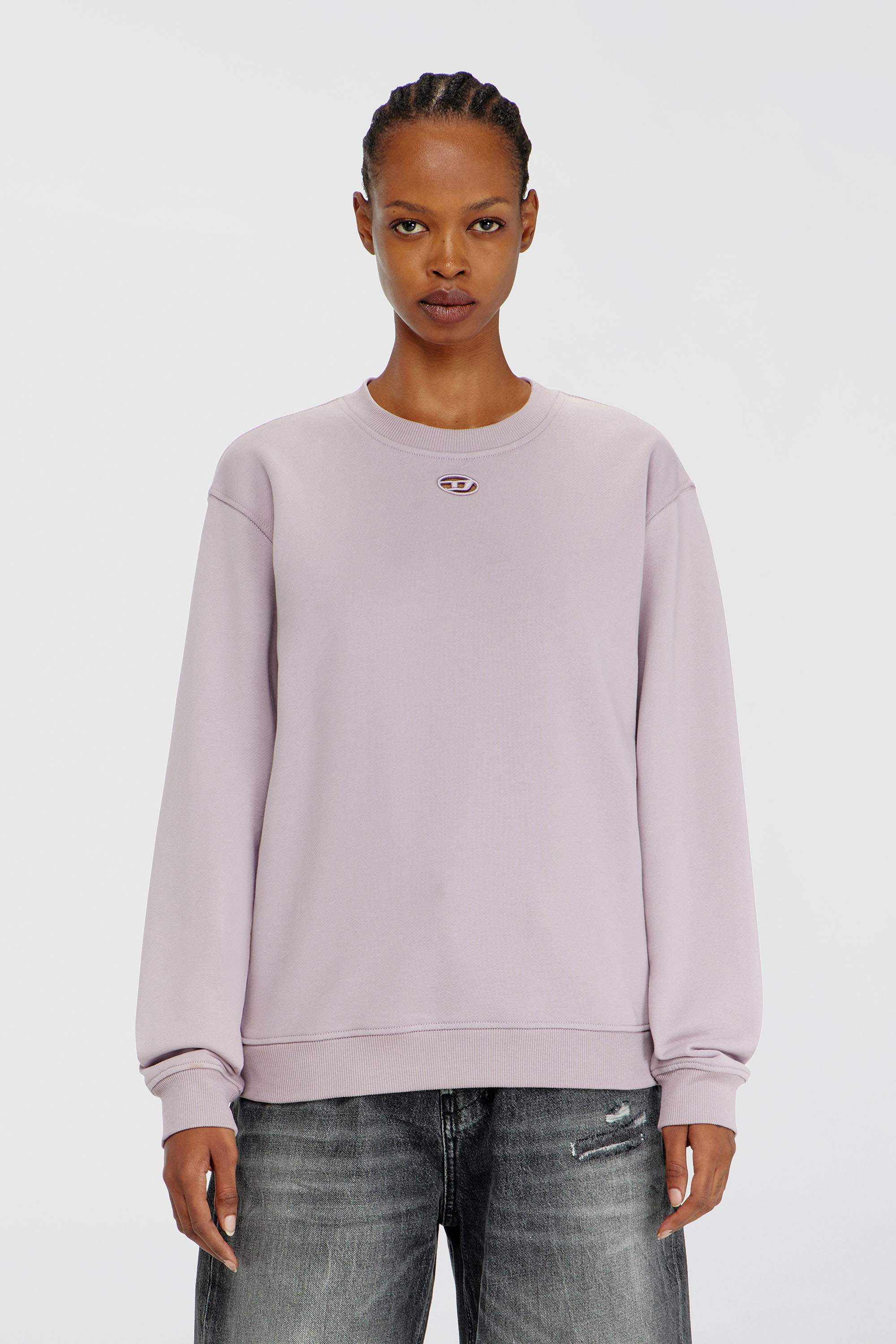 Diesel - F-NORMY-OD, Sweat-shirt en coton avec broderie Oval D Femme in Violet - 1