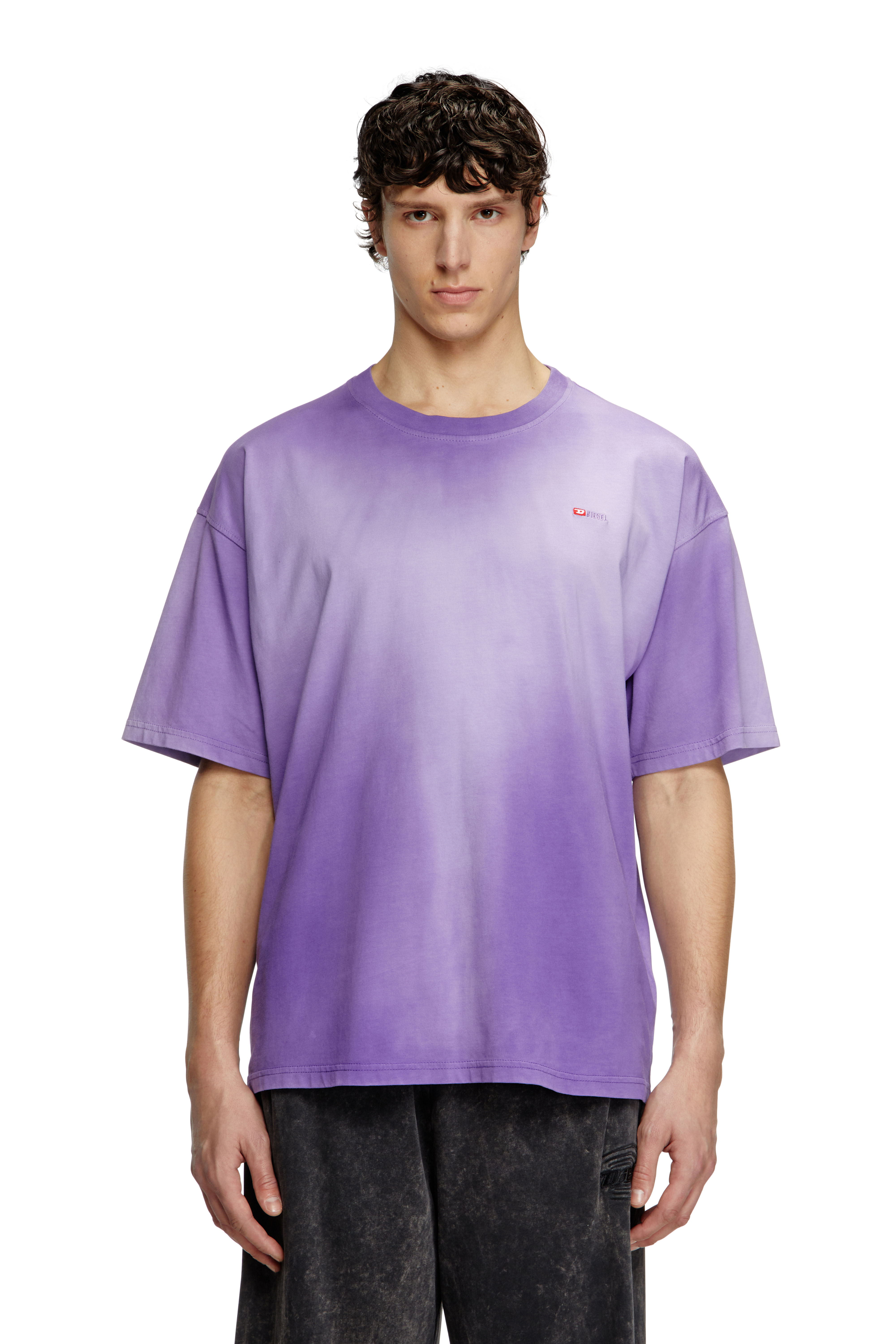 Diesel - T-BOXT-R27, Herren Verblasstes T-Shirt mit Mikro-Logo-Stickerei in Violett - 1