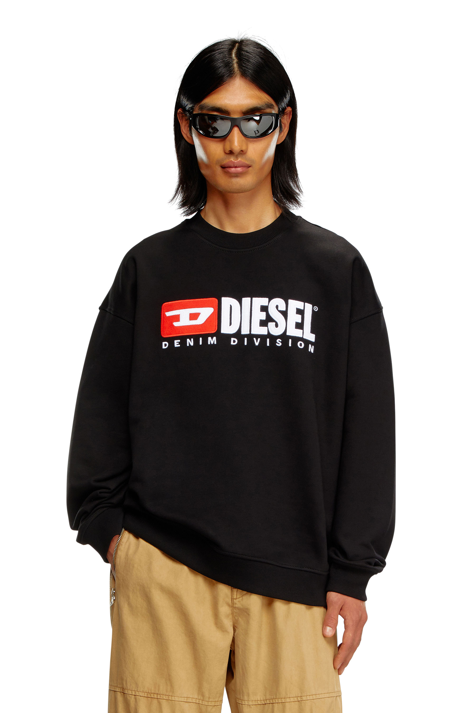 Diesel - S-BOXT-DIV, Homme Sweat-shirt avec logo Denim Division in Noir - Image 1