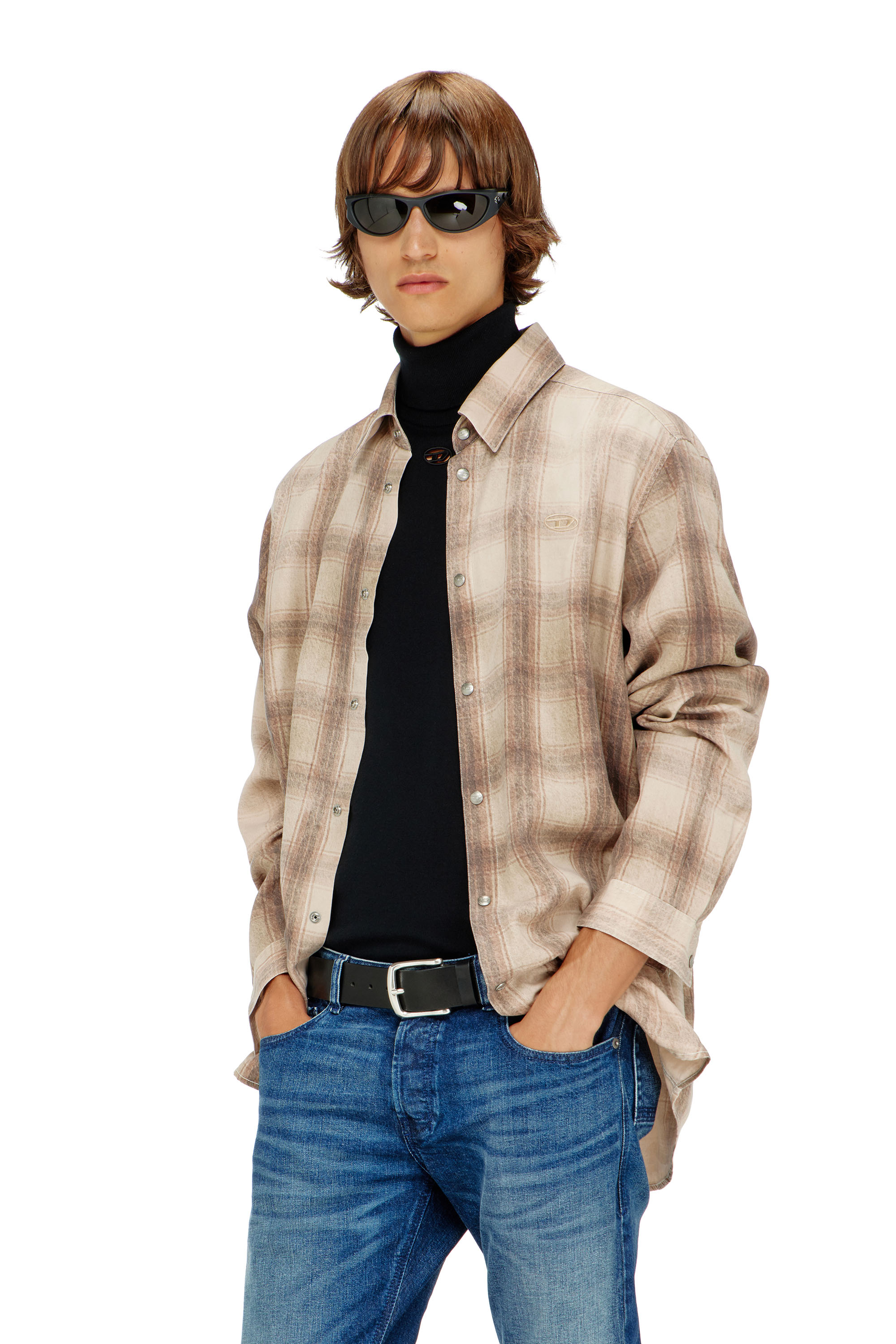 Diesel - K-VARTA, Pull &agrave; col roul&eacute; en laine avec logo ajour&eacute; Homme in Noir - 1