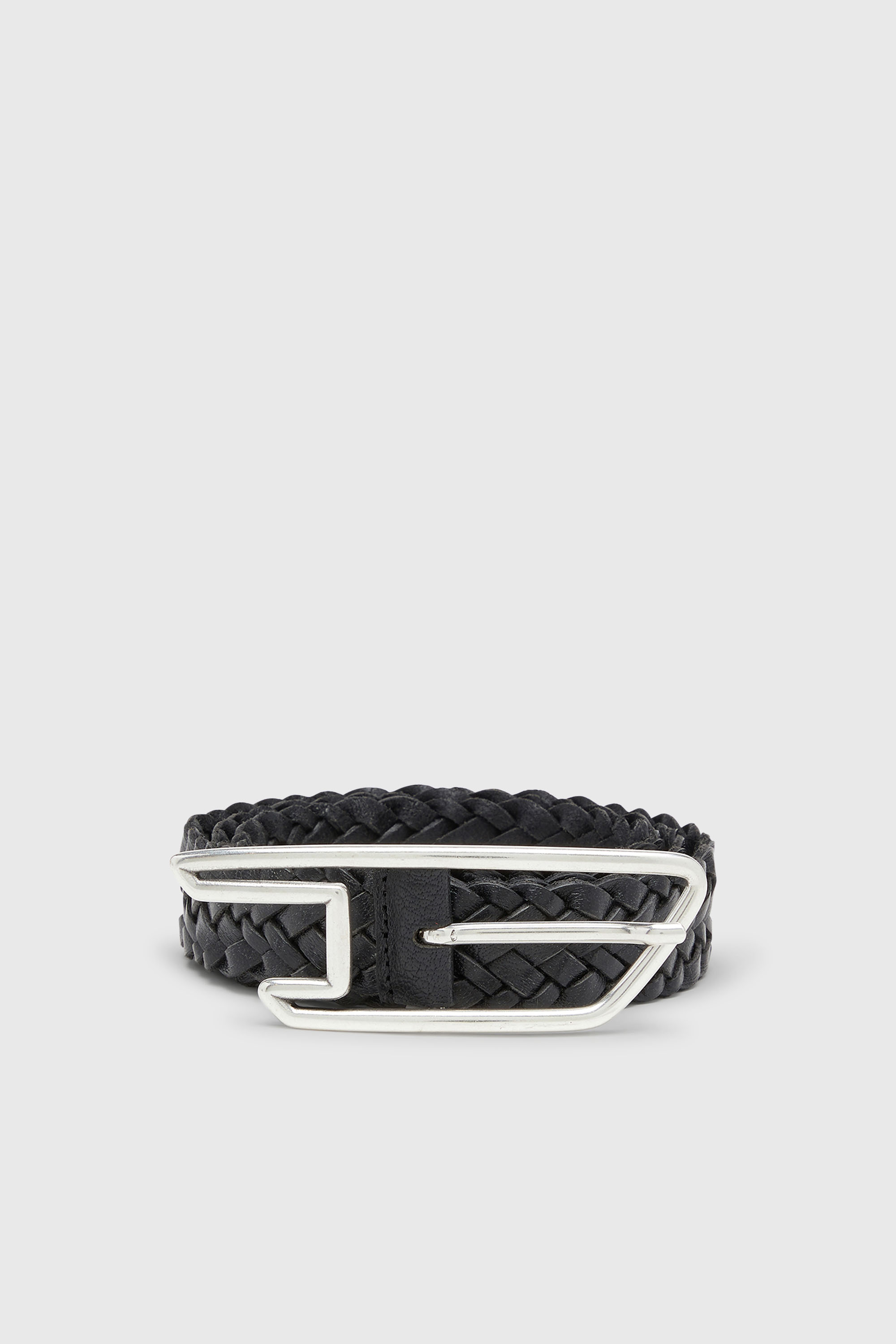 Diesel - B-D LINE 30 BRAIDERED, Ceinture 3 cm en cuir tress&eacute; Mixte in Noir - 1