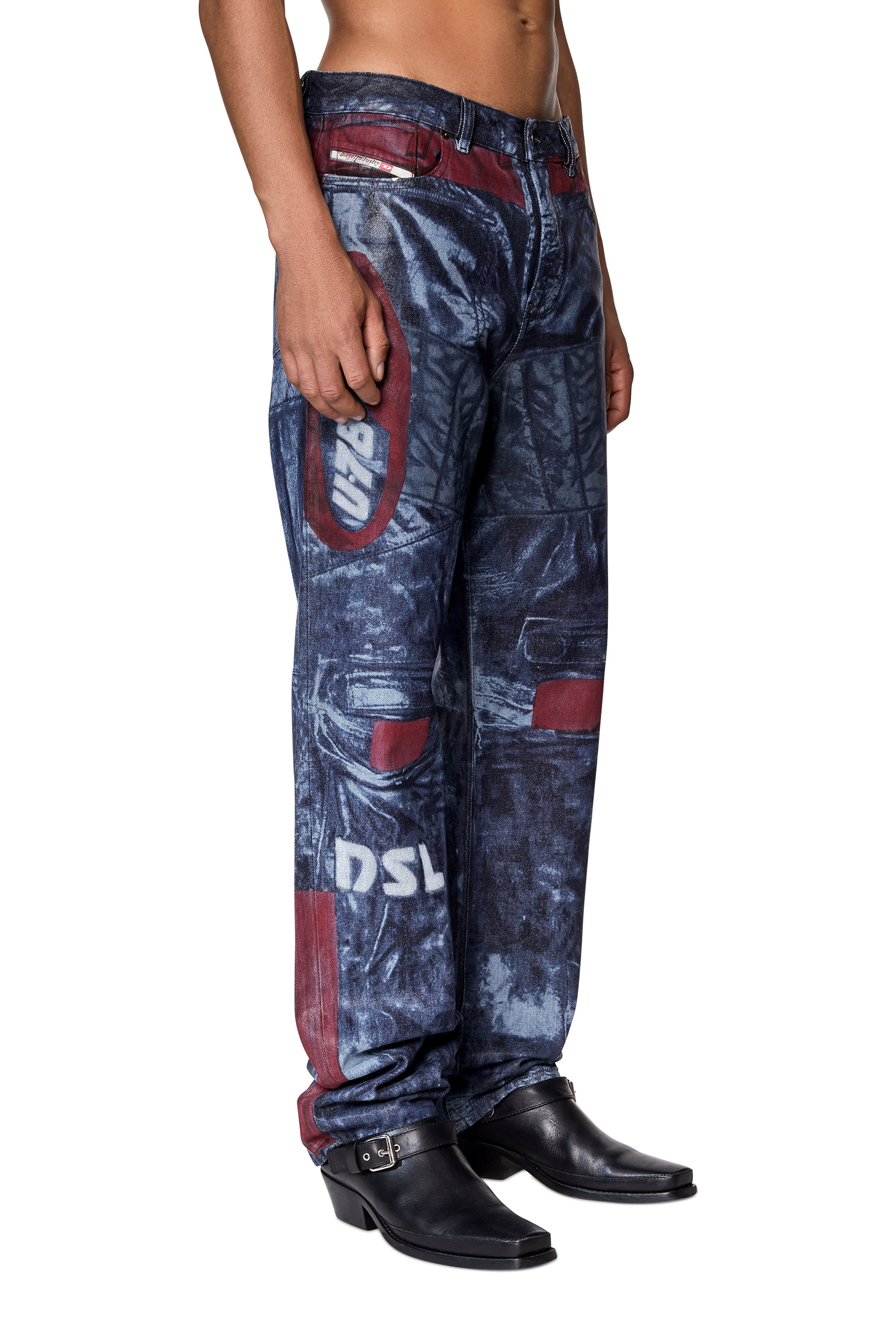 Diesel - 1955 09D26 Straight Jeans, Blue/Red - Image 5