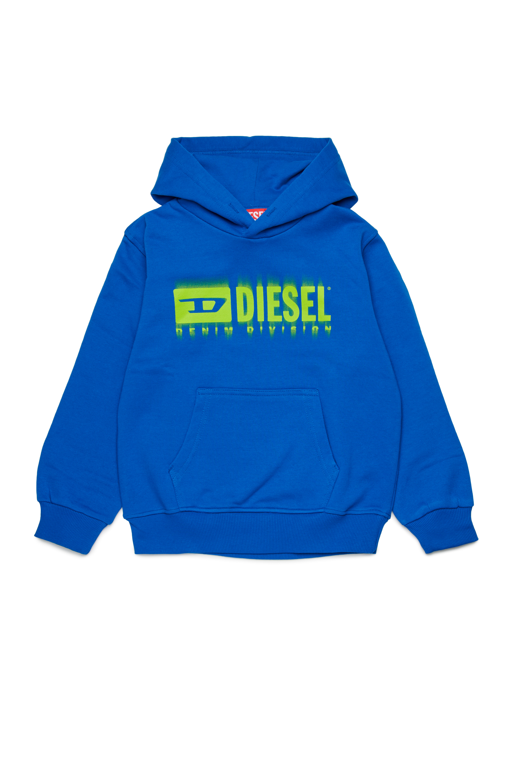 Diesel - SGINNHOODL5 OVER, Felpa con cappuccio e logo sbavato Uomo in Blu - 1