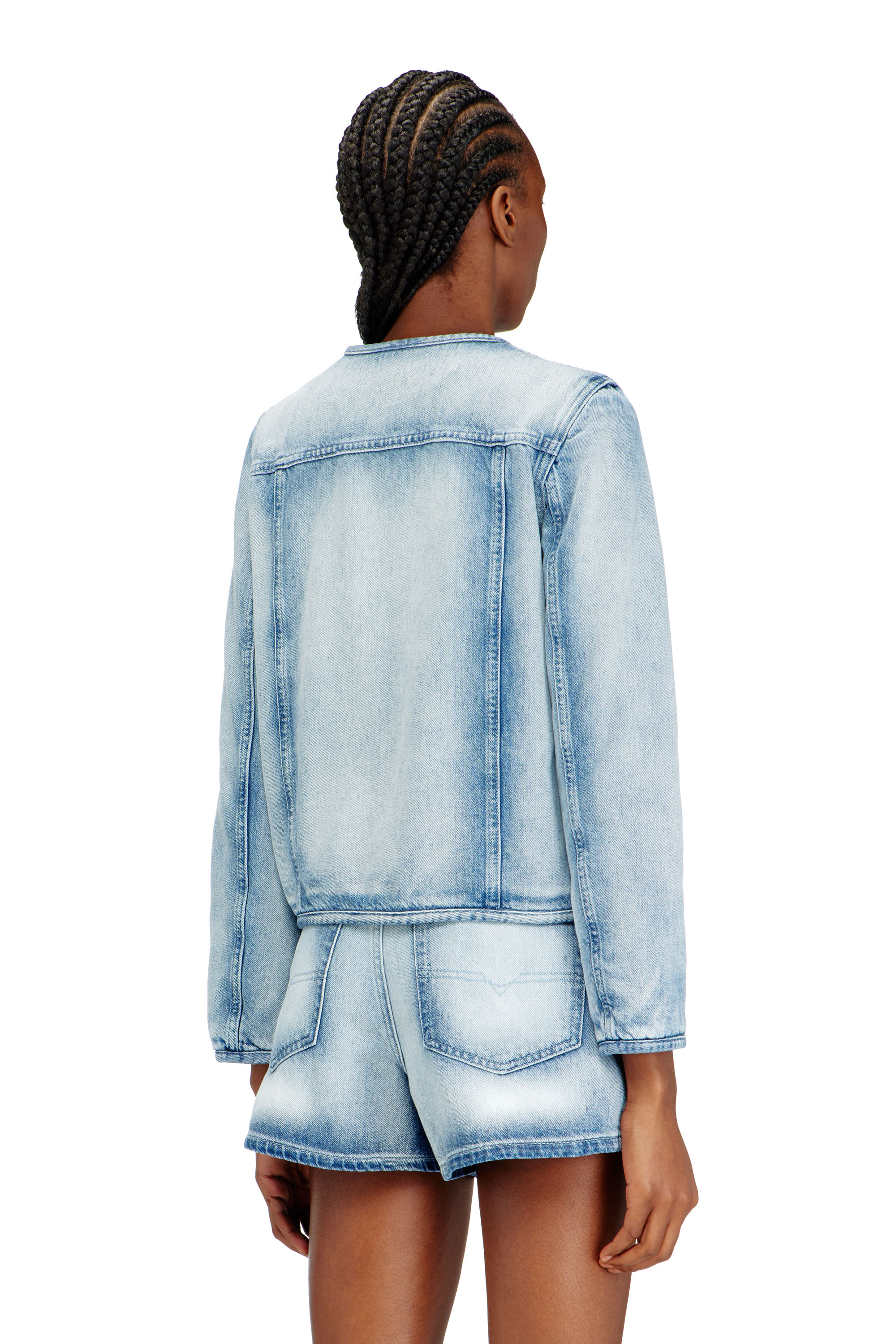 Diesel - DE-GRAFY-FSI1, Veste en denim skeleton mi-l&eacute;ger Femme in Bleu - 4