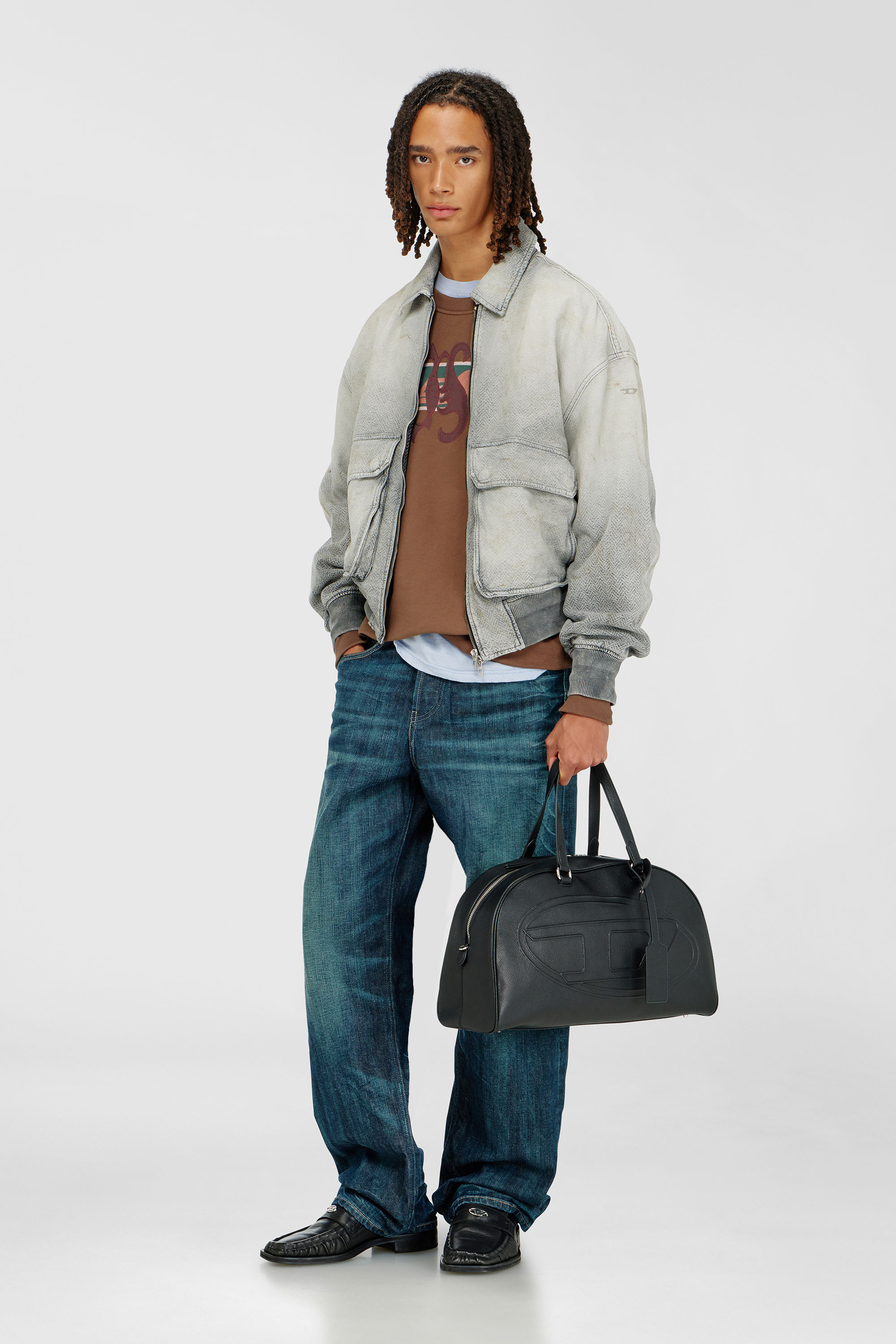 Diesel - D-KURZ, Giacca in denim a spina di pesce effetto distressed Unisex in Grigio - 1
