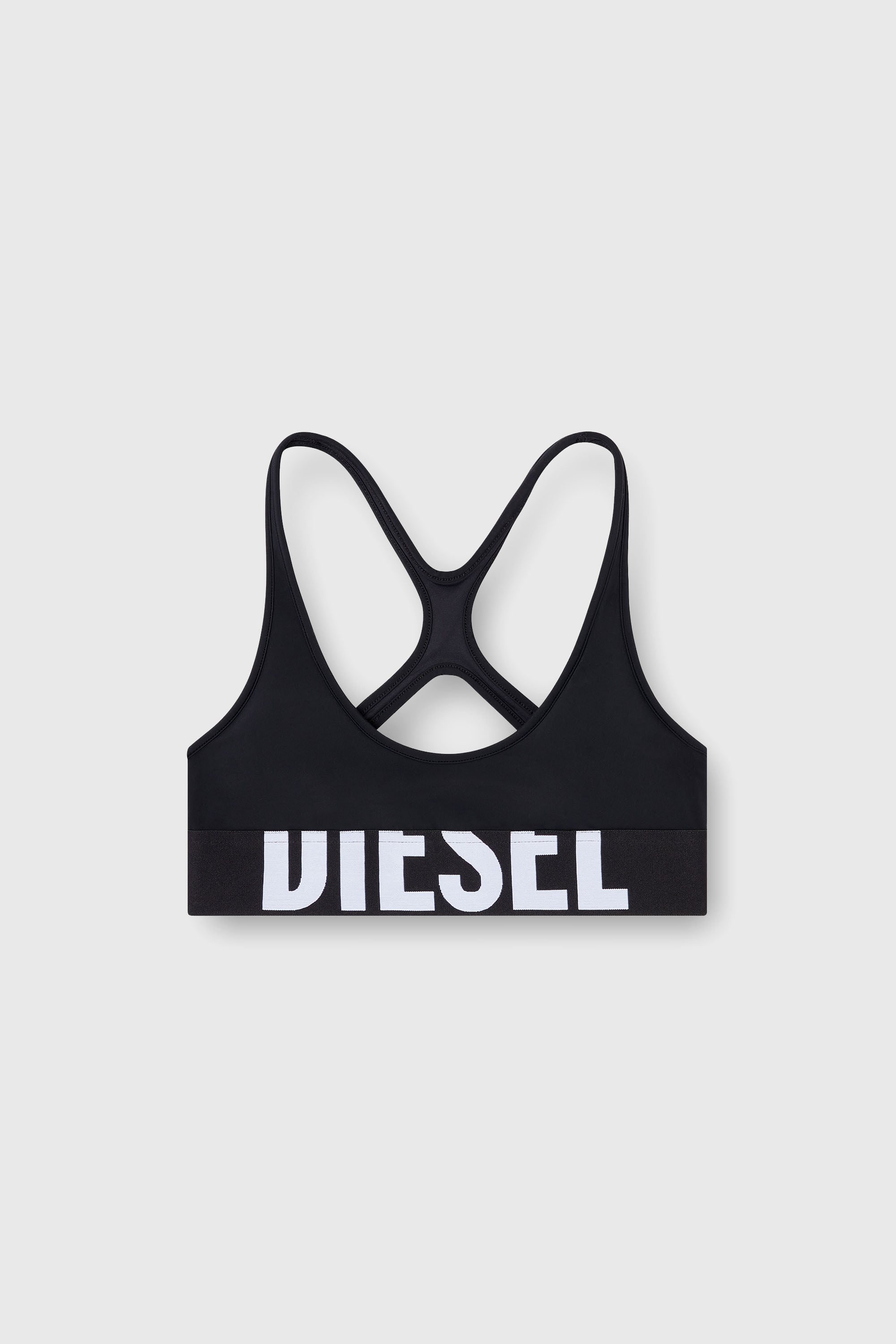 Diesel - ALLISON-D-POP, Reggiseno sportivo con logo tagliato Donna in Nero - 1