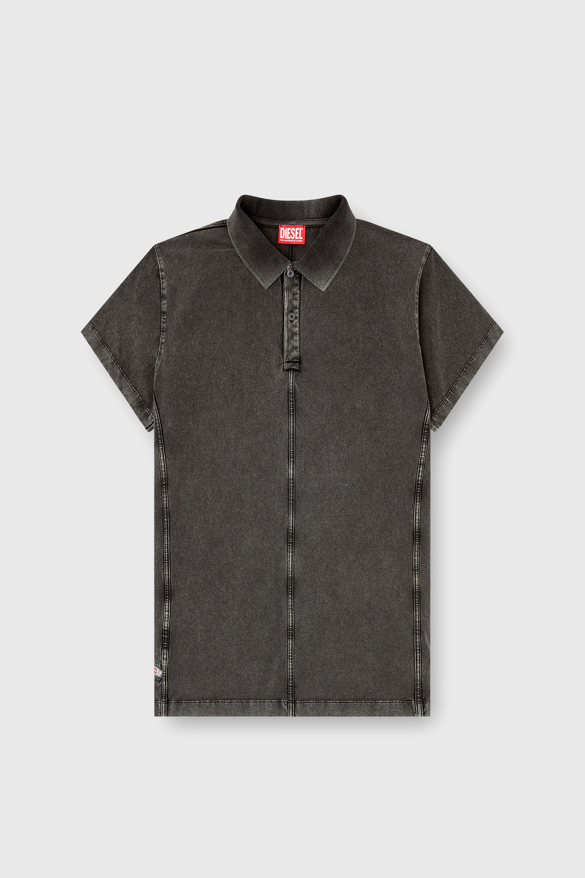 Diesel - T-NOMELY, Polo in jersey effetto denim Uomo in Nero - 2