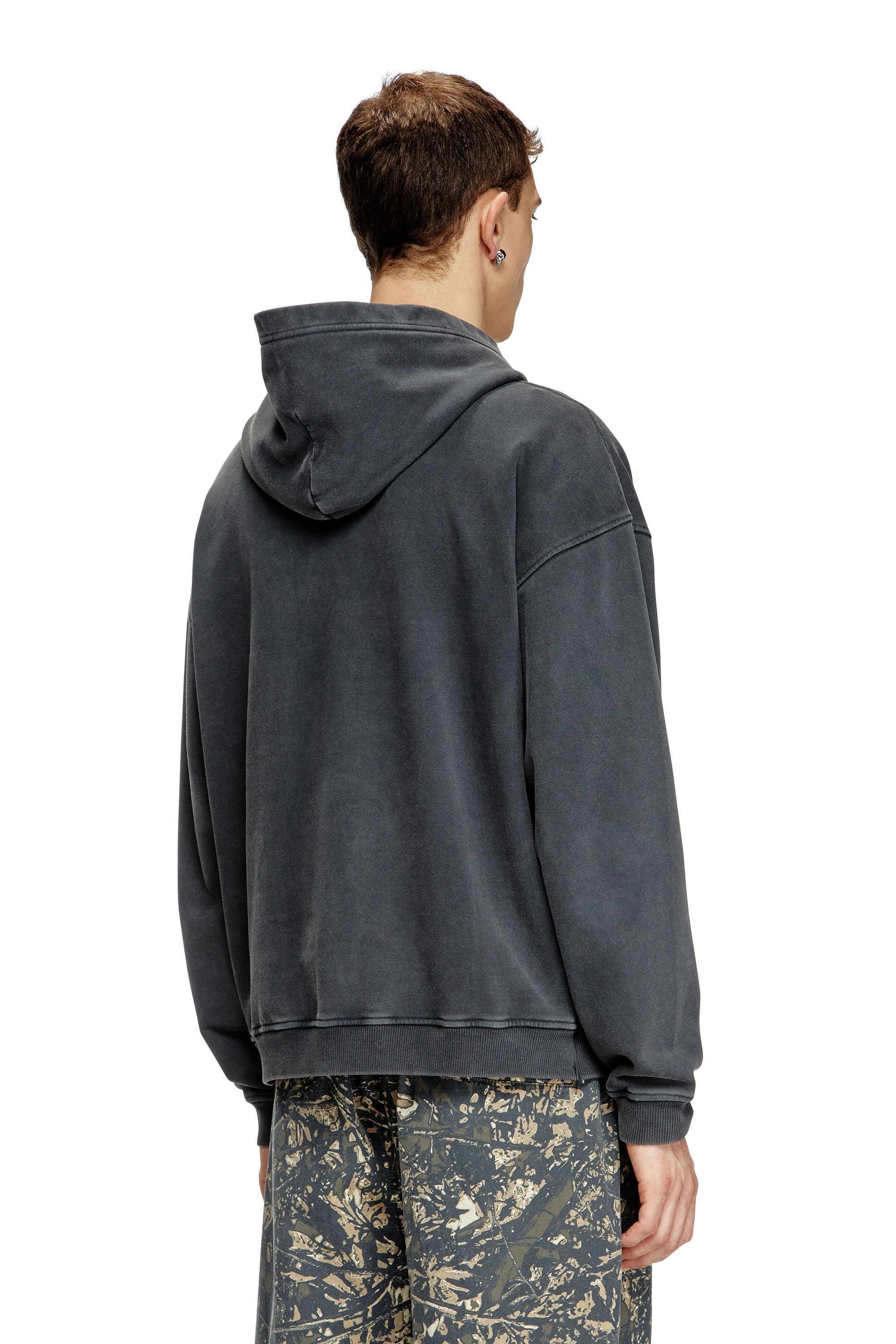 Diesel - S-BOXT-HOOD-R10, Hoodie con logo Oval D floccato Uomo in Nero - 4