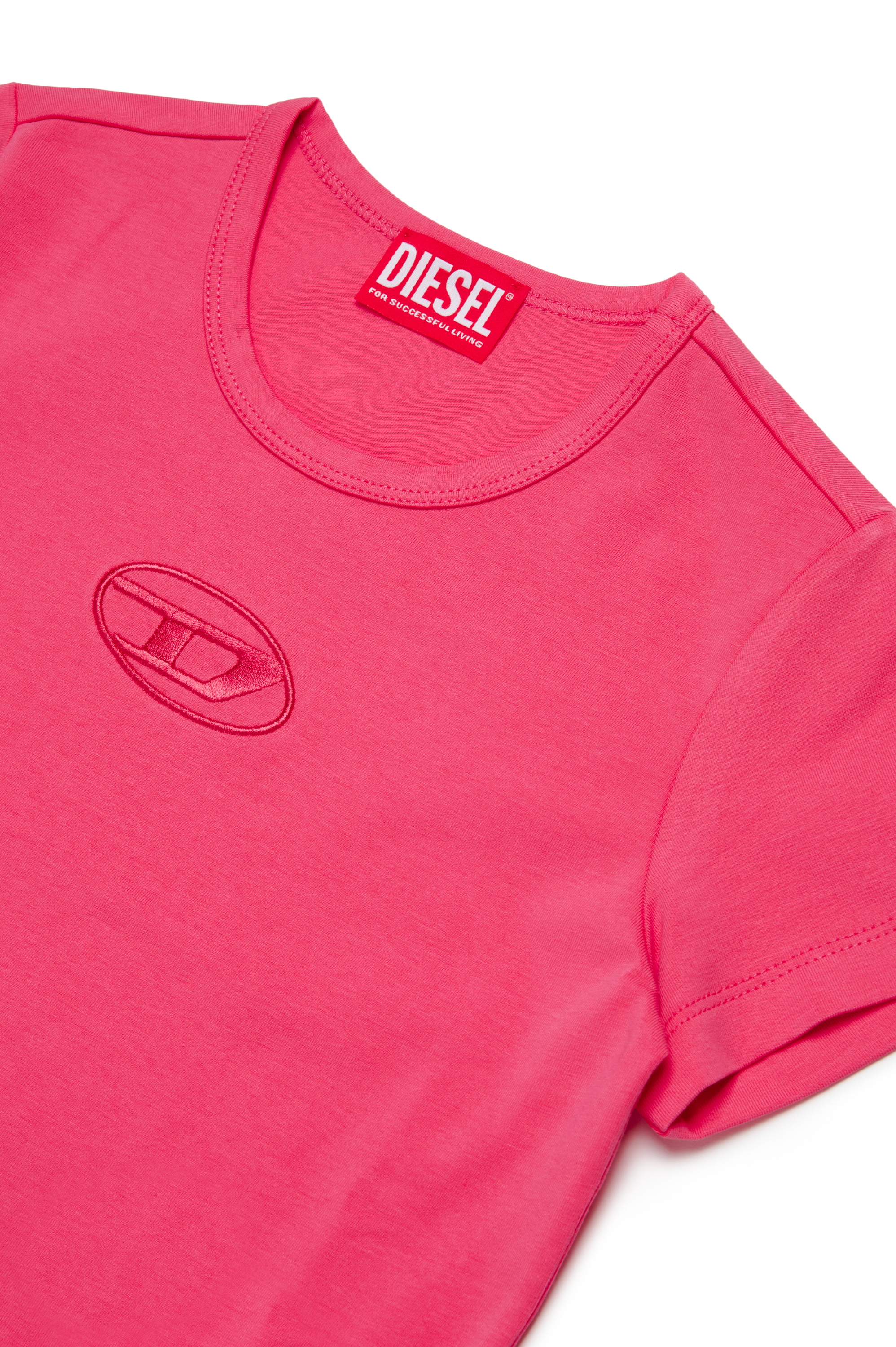Diesel - TANGIEX, Damen T-Shirt mit farblich abgestimmter Oval D-Stickerei in Rosa - Image 3