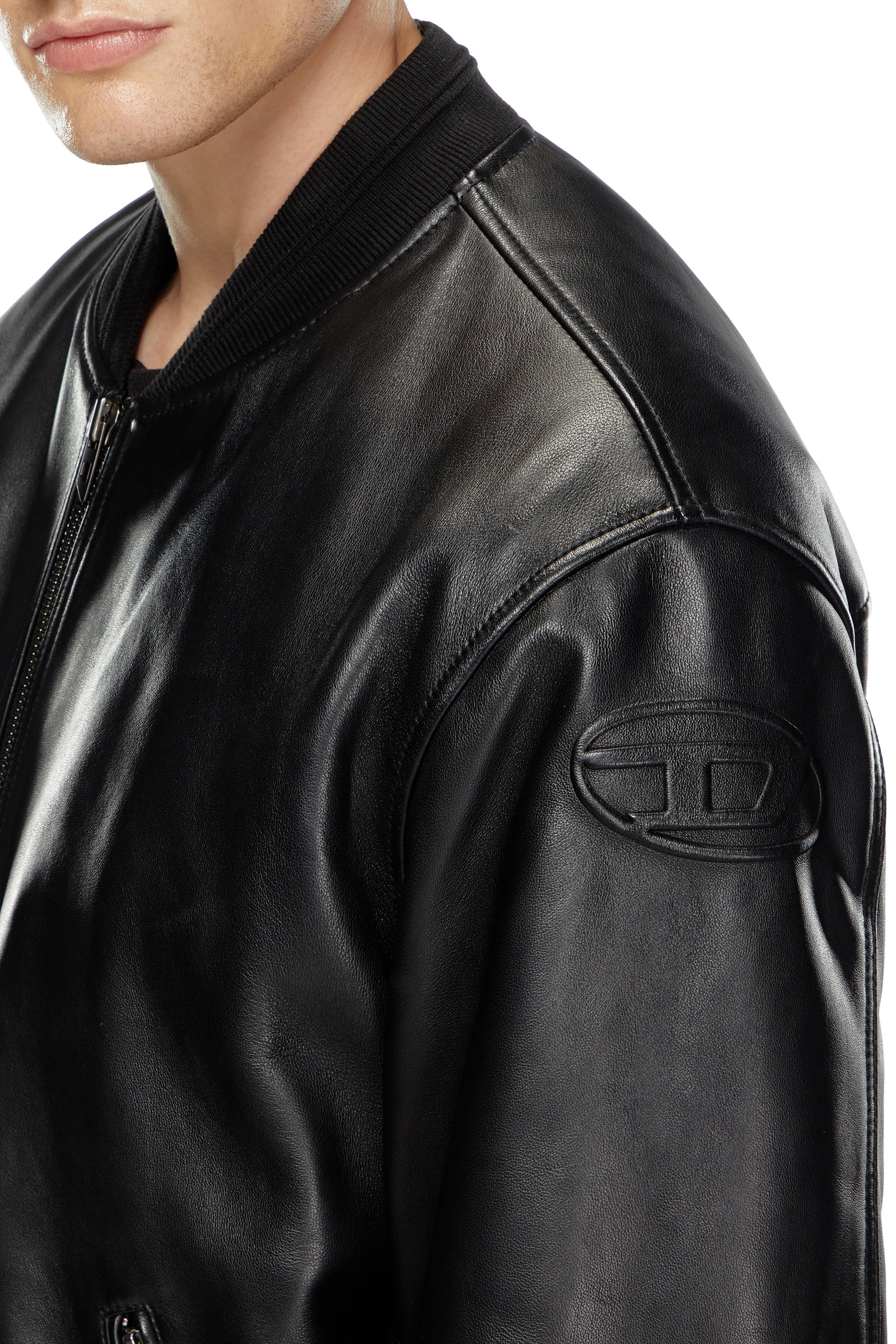 Diesel - L-KHAN, Veste bomber en cuir Homme in Noir - 5