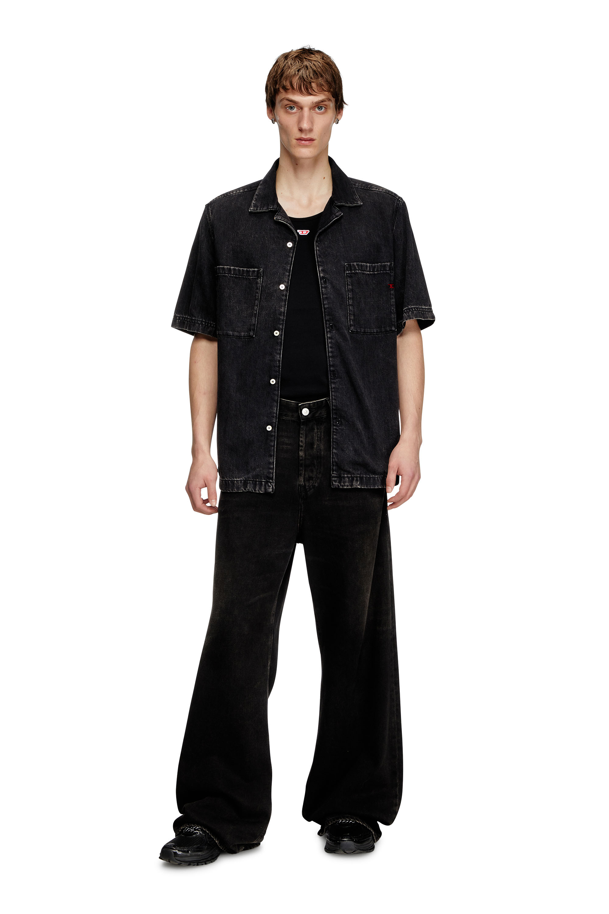 Diesel - D-PAROSHORT, Camicia bowling in denim Tencel Uomo in Nero - 2