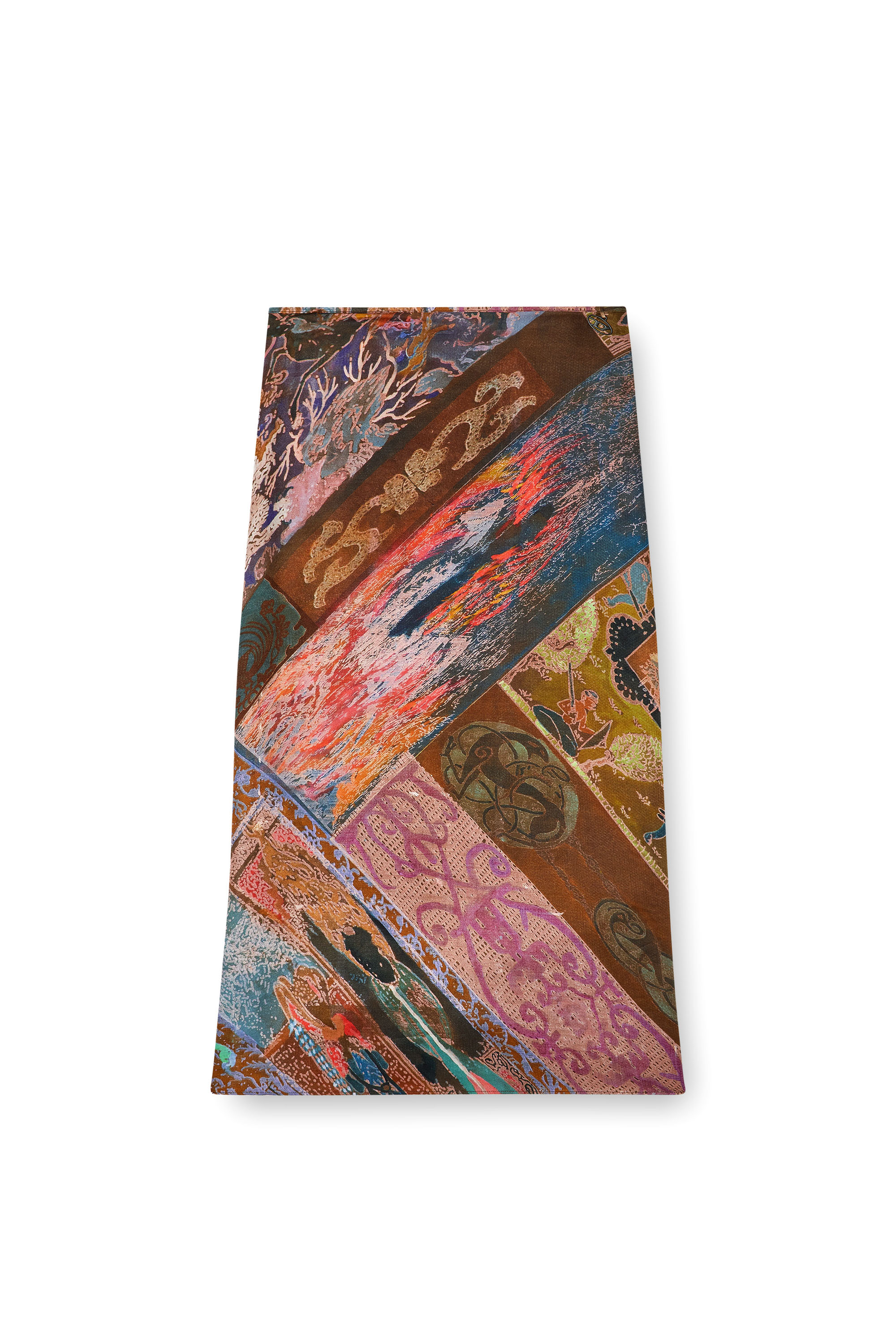 Diesel - O-RCHID, Damen Midi-Rock aus Viskose mit Wappen-Print in Braun - 3