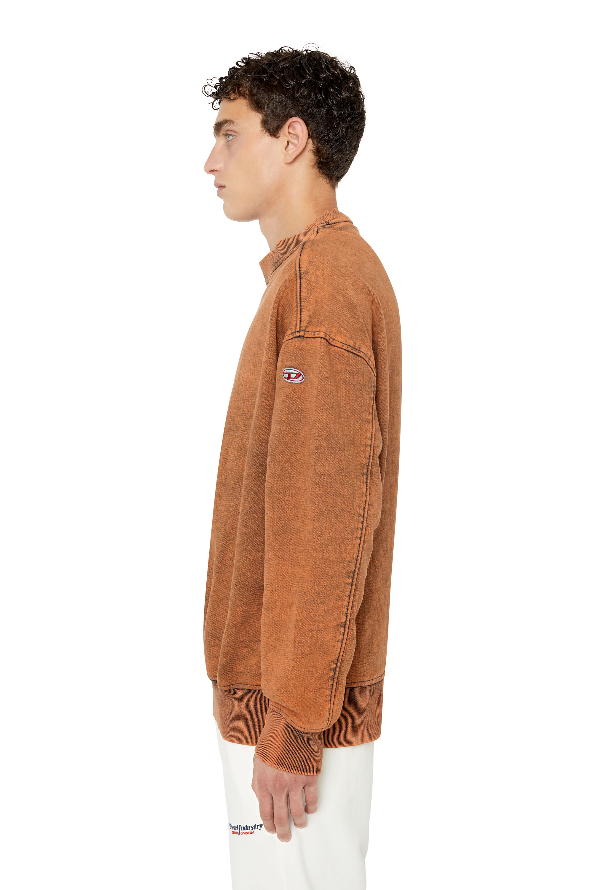 Diesel - D-KRIB TRACK DENIM SWEATSHIRT, Arancione - Image 6