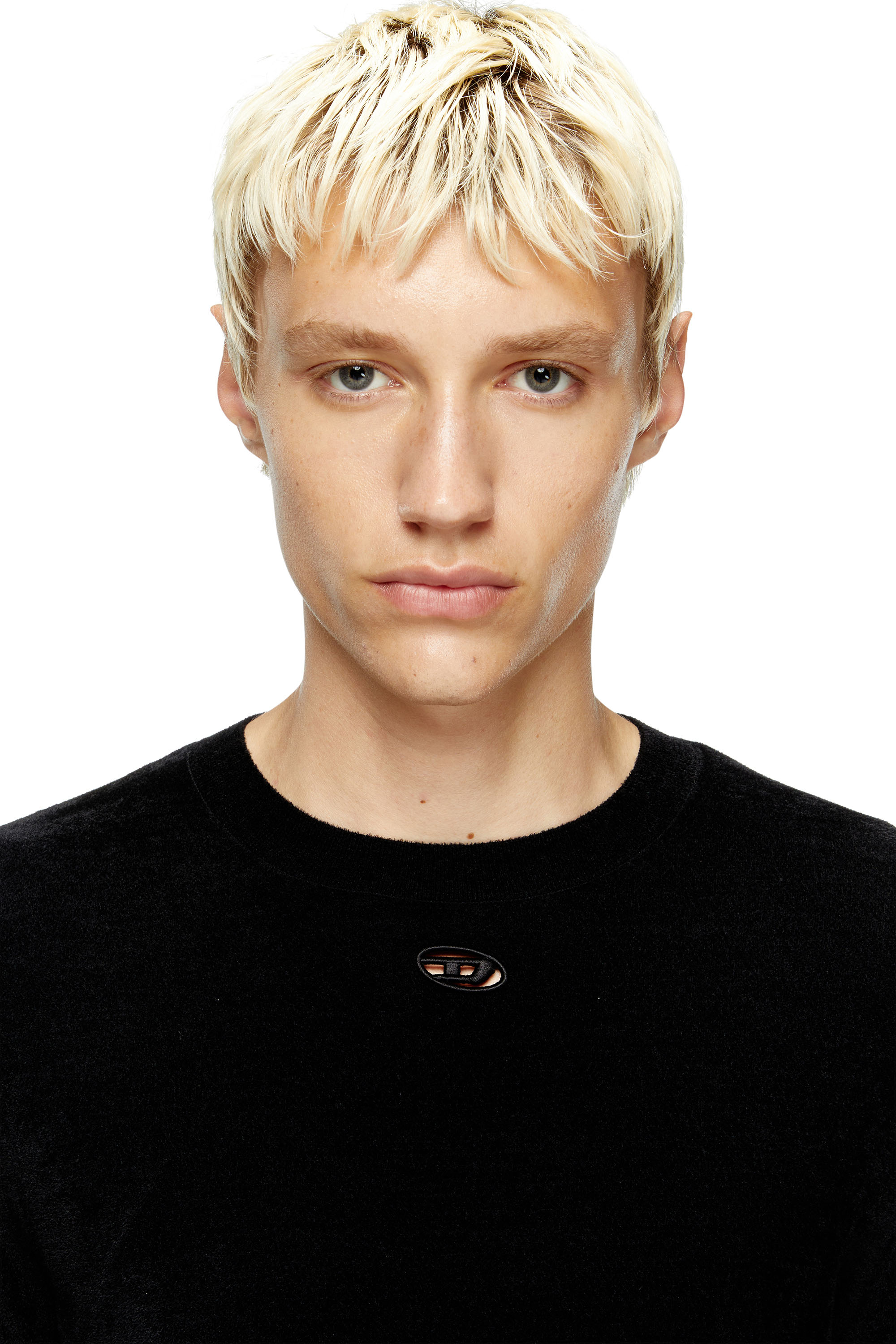 Diesel - K-CEVRO, Maglia in ciniglia con logo cut-out Uomo in Nero - 5