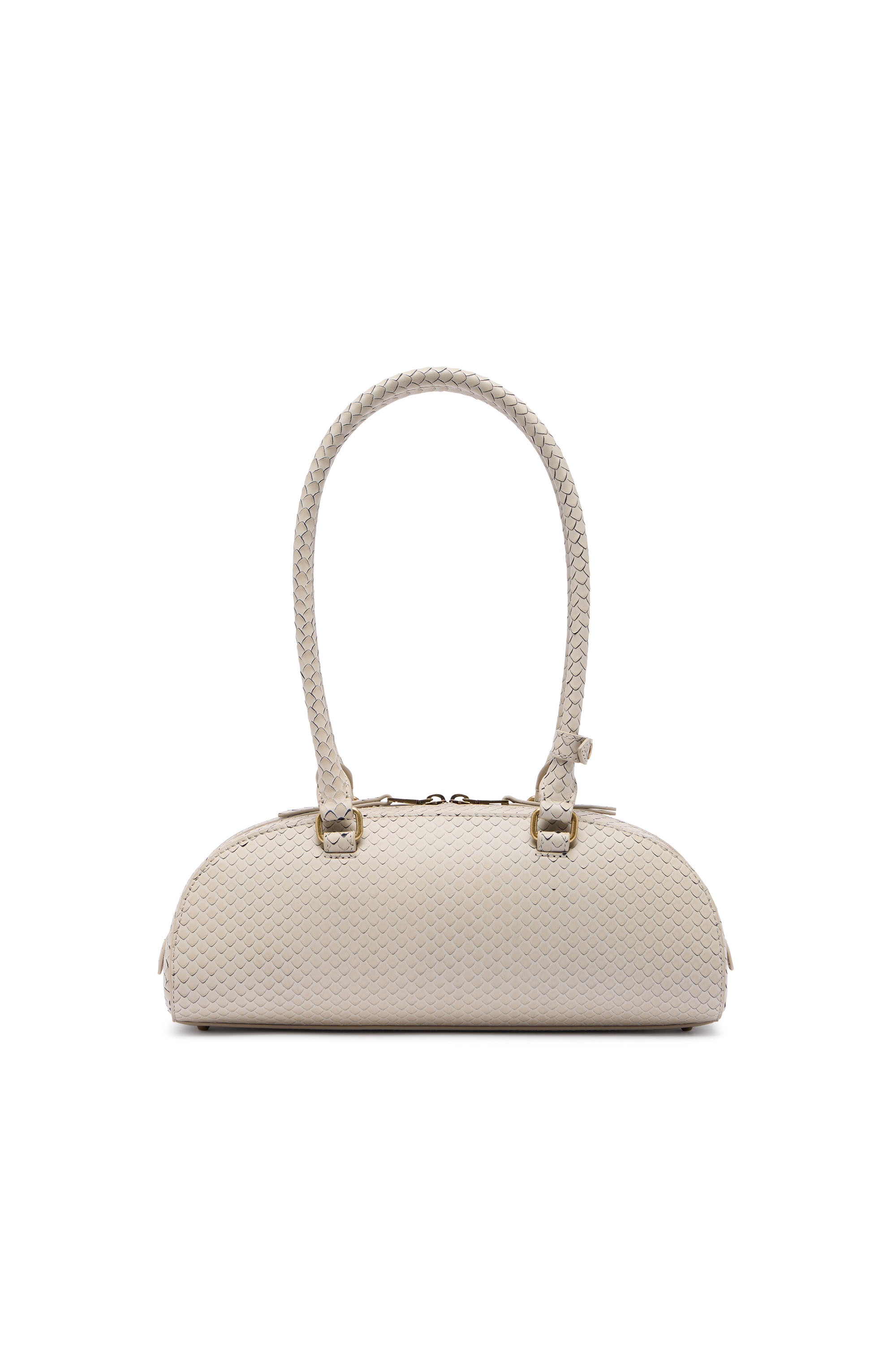 Diesel - 1DR DOME SHOULDER EW, Damen 1DR Dome-Langgezogene Bowlingtasche aus strukturiertem Leder in Beige - 4