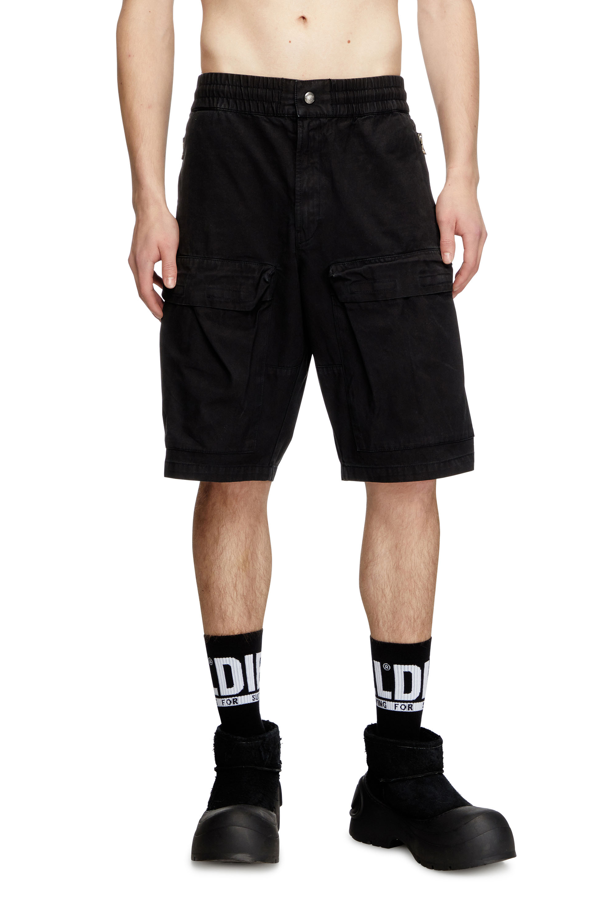 Diesel - P-BEECK-SHORT, Short con tasche in cotone biologico Uomo in Nero - 1