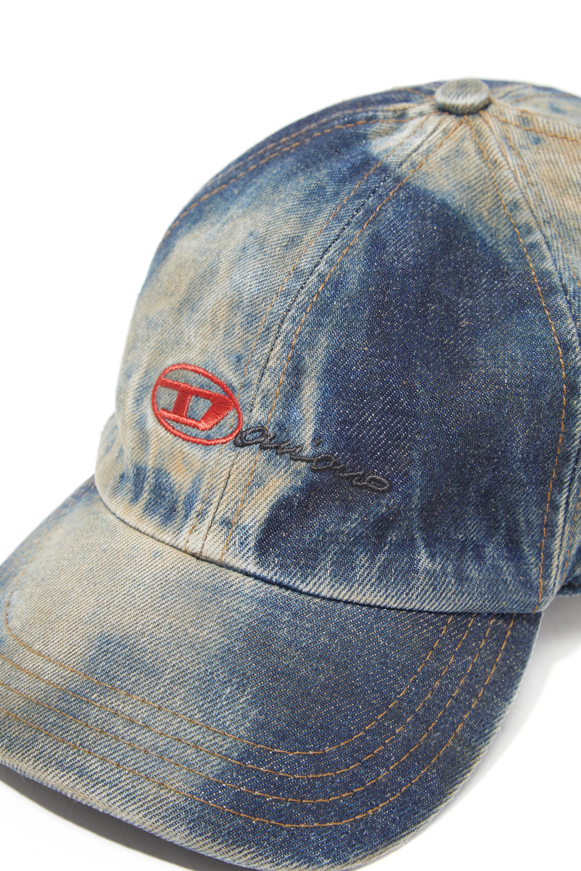 Diesel - C-CAP-DD, Casquette de baseball en denim effet sali Mixte in Bleu - 3