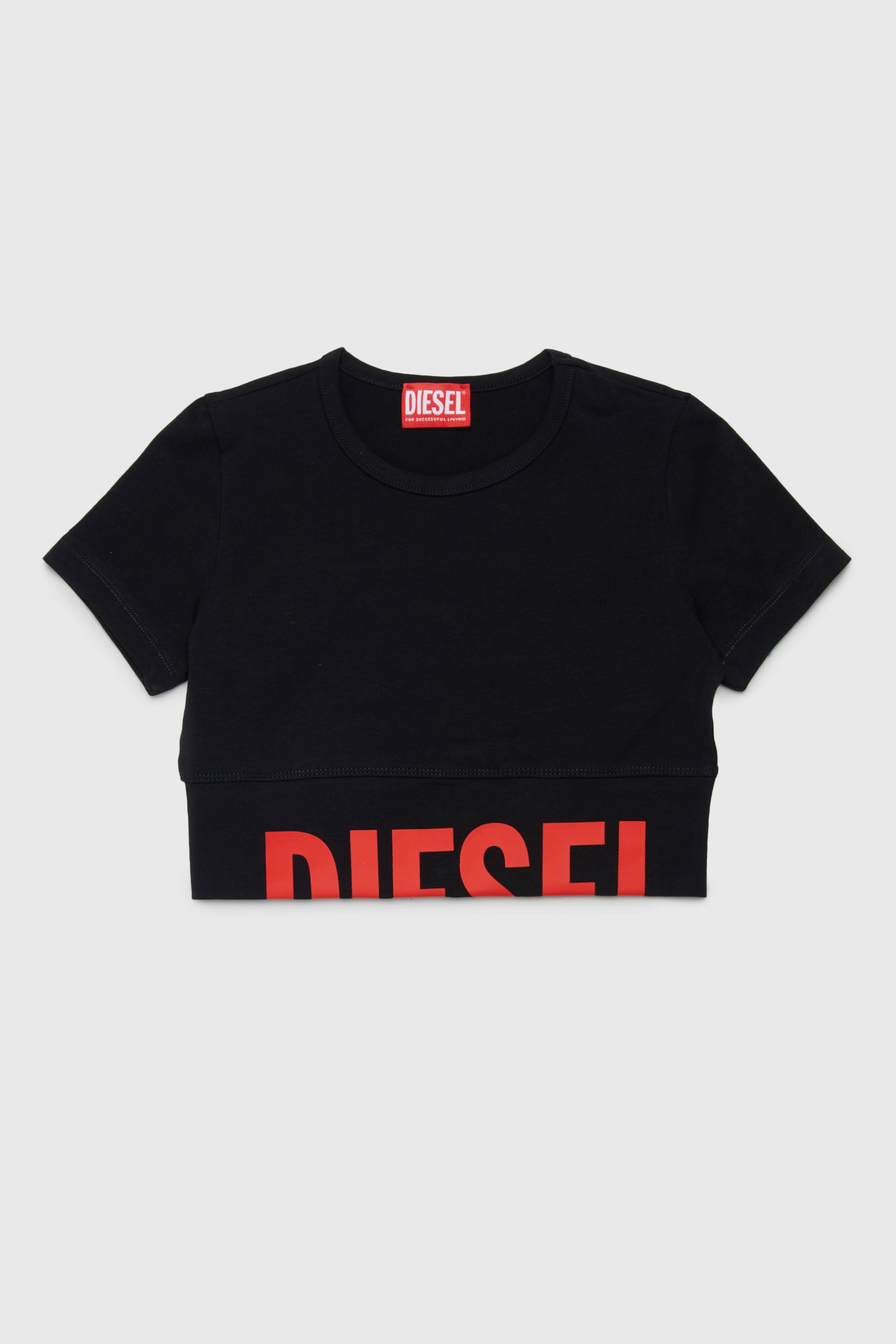 Diesel - TCEFY, Crop top con logo tagliato Donna in Nero - 1
